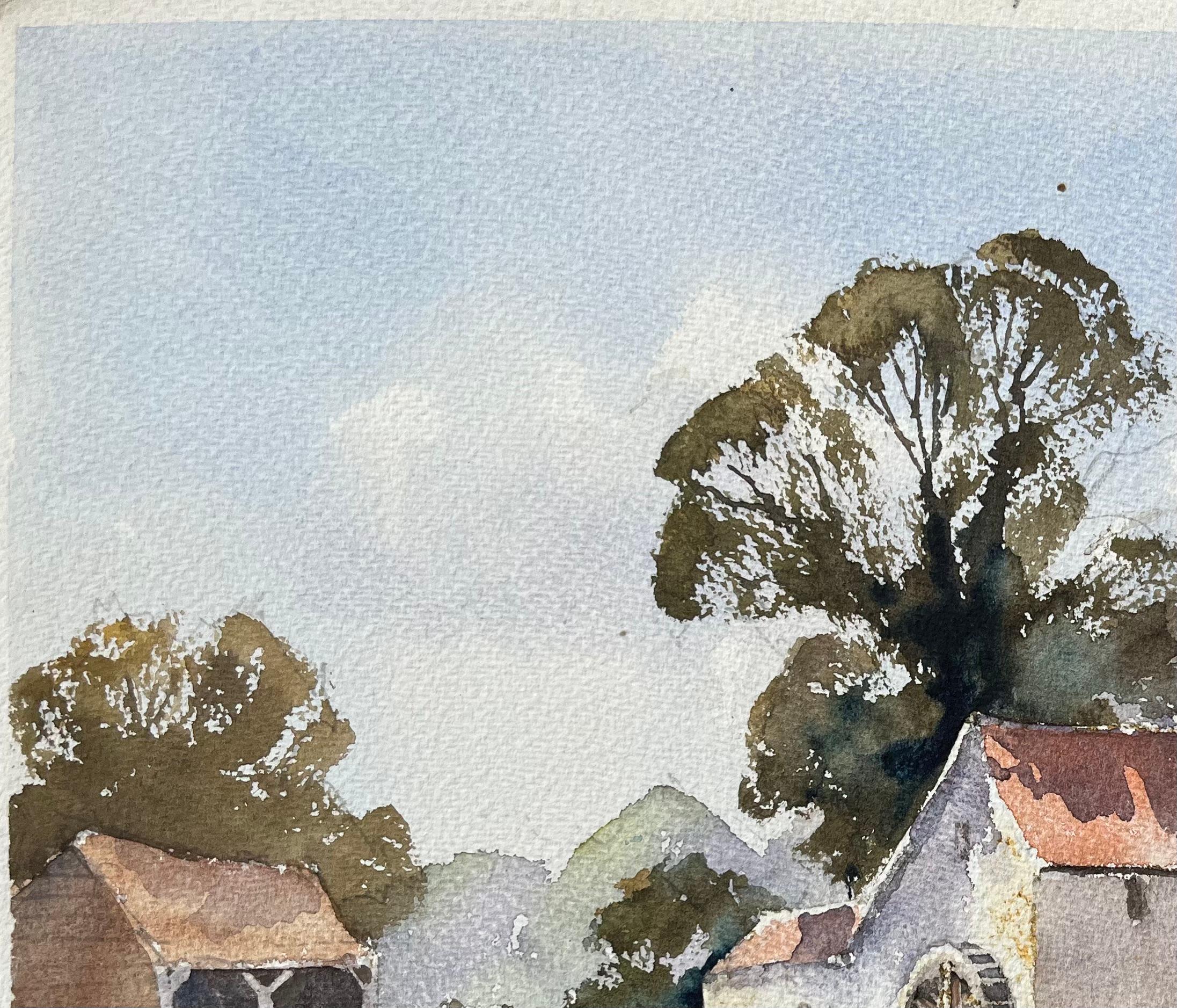 British Impressionist Watercolor of Countryside Mill with a Water Wheel For Sale 2