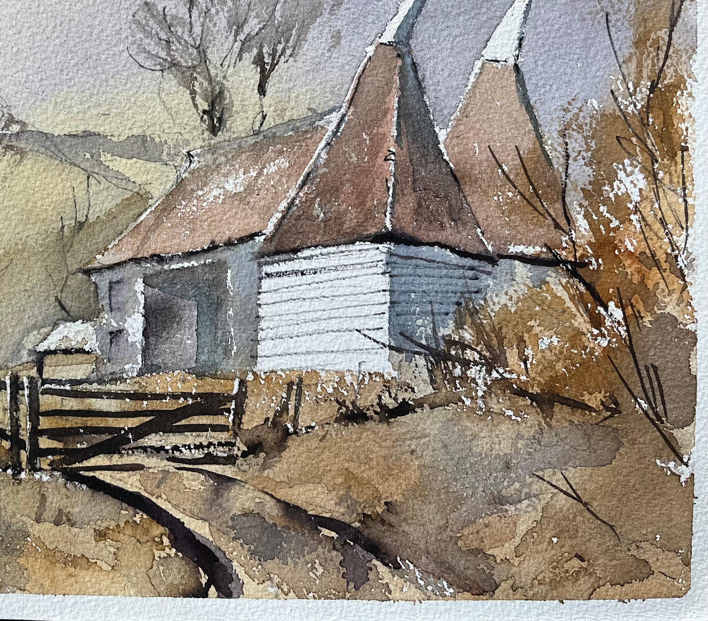Título: Acuarela Impresionista Británica de Escena Campestre con Casas de Oast
Por Anthony Avery (británico 1946-2023)
Acuarela original sobre papel de artista, sin enmarcar
Dimensiones: 11 x 15,25 pulgadas (Alto x Ancho)
Estado: Bueno, con algunos