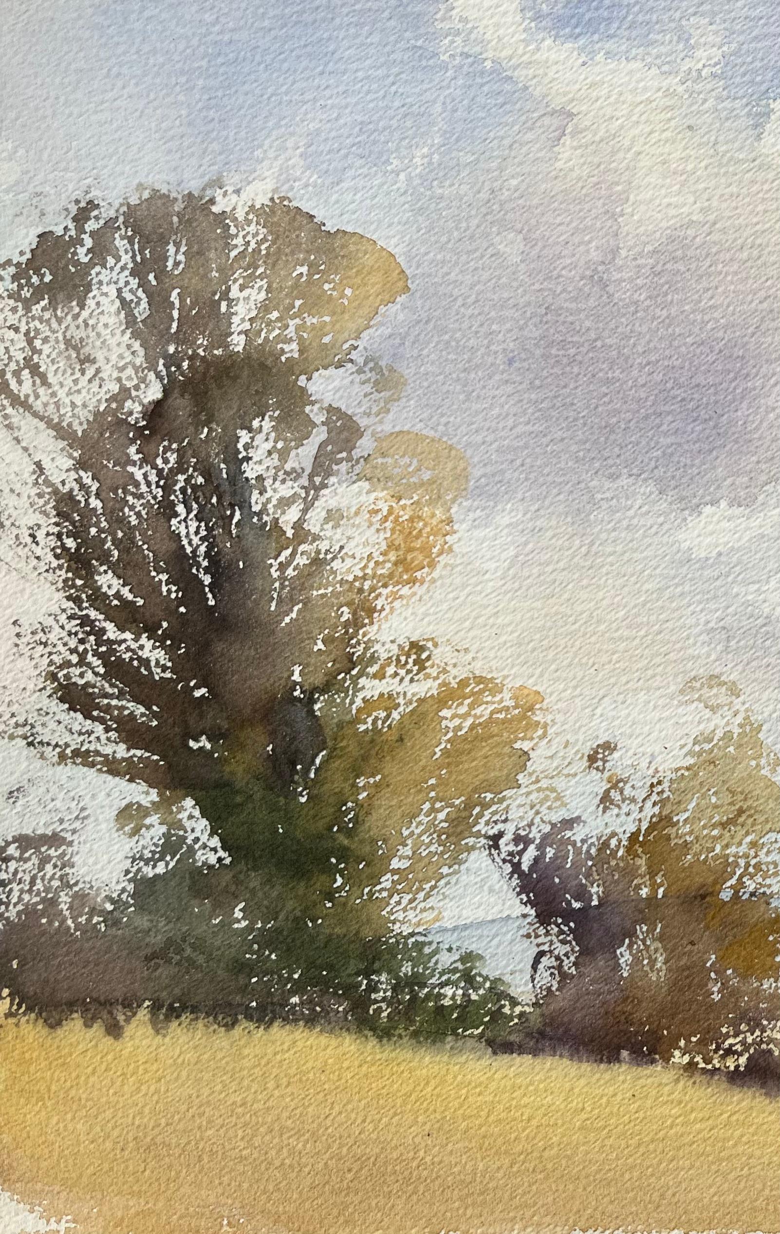 Aquarelle impressionniste britannique représentant une spirale d'une distance sous un ciel étendu - Impressionnisme Painting par Anthony Avery