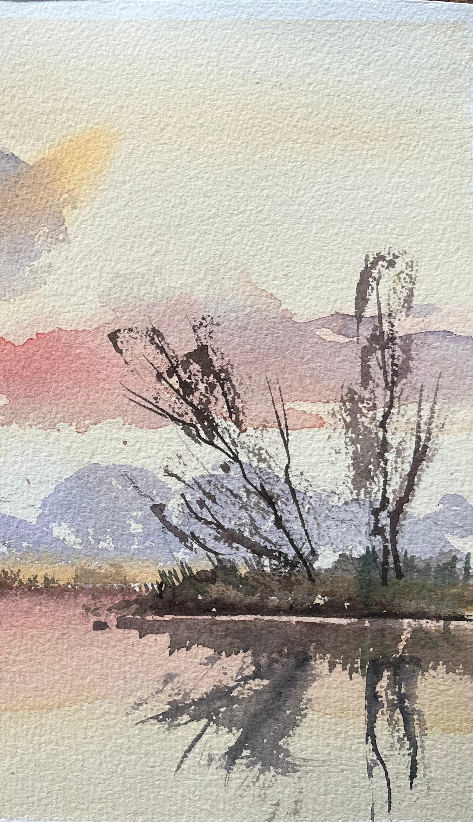 Titolo: Acquerello impressionista britannico di riflessi crepuscolari su un lago tranquillo
di Anthony Avery (Regno Unito 1946-2023)
Acquerello originale su carta per artisti, senza cornice
Dimensioni: 11,25 x 15 pollici (altezza x