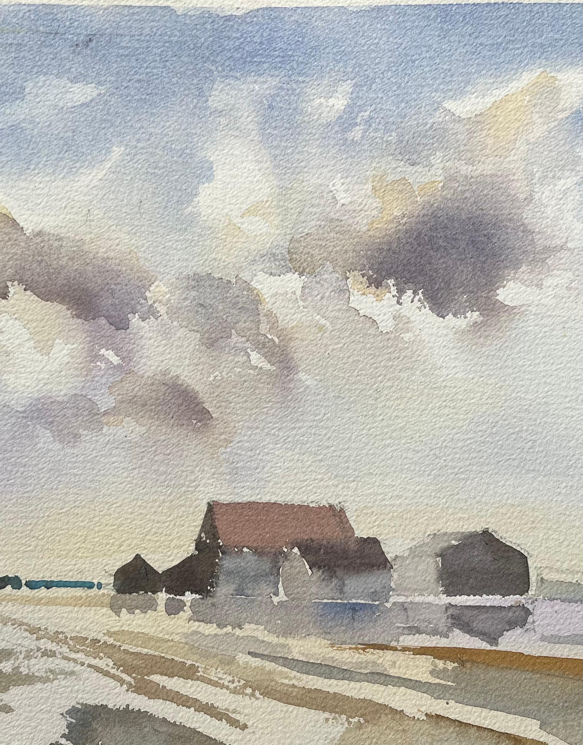 Título: Acuarela impresionista británica de granja bajo un vasto cielo
de Anthony Avery (británico 1946-2023)
Acuarela original sobre papel de artista, sin enmarcar
Dimensiones: 11,25 x 15,25 pulgadas (Alto x Ancho)
Estado: Bueno, con algunos signos