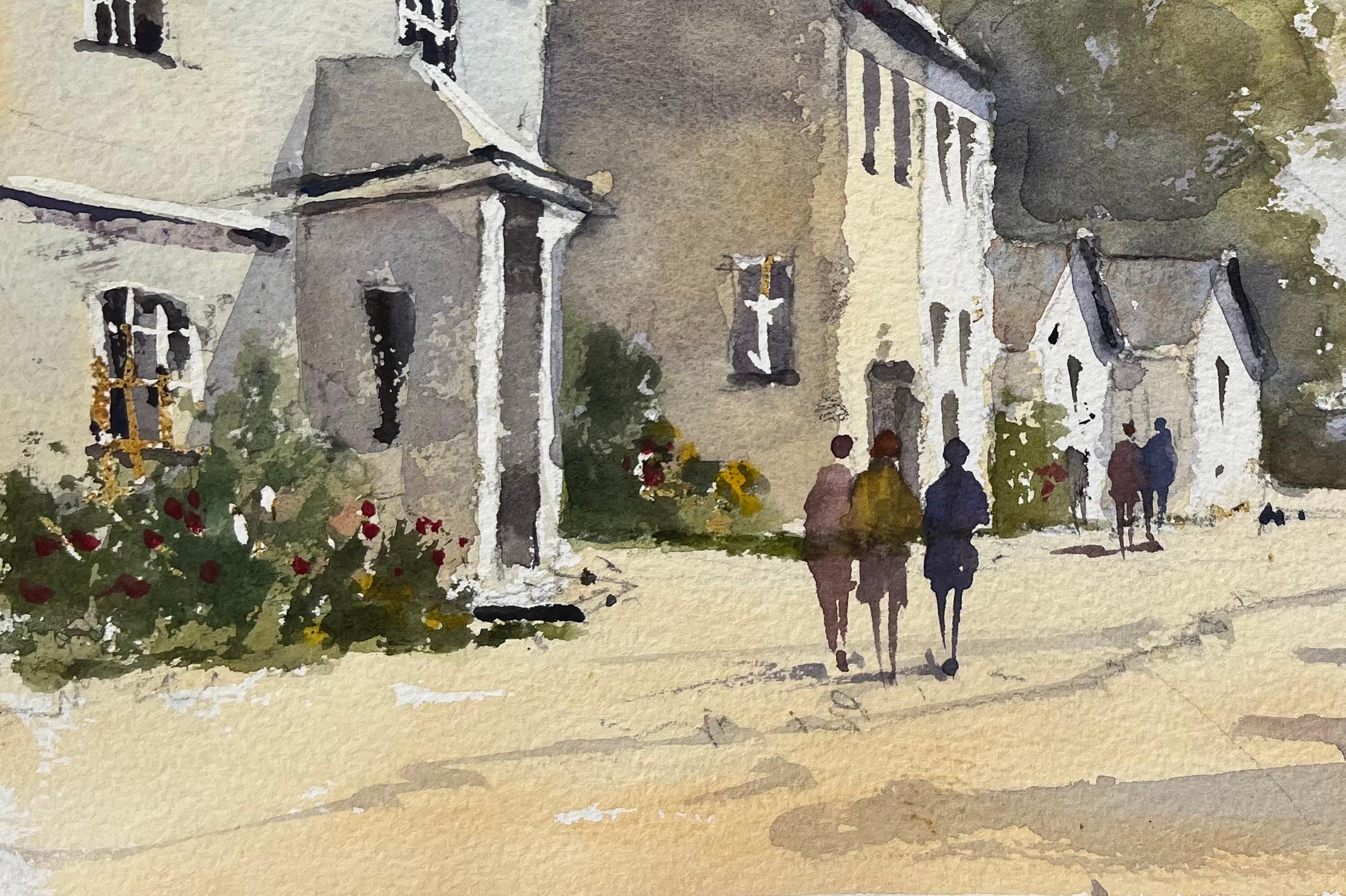 Título: Acuarela impresionista británica de figuras dando un paseo por la calle de un pueblo
Por Anthony Avery (británico 1946-2023)
Acuarela original sobre papel de artista, sin enmarcar
Dimensiones: 11,25 x 15 pulgadas (Alto x Ancho)
Estado: