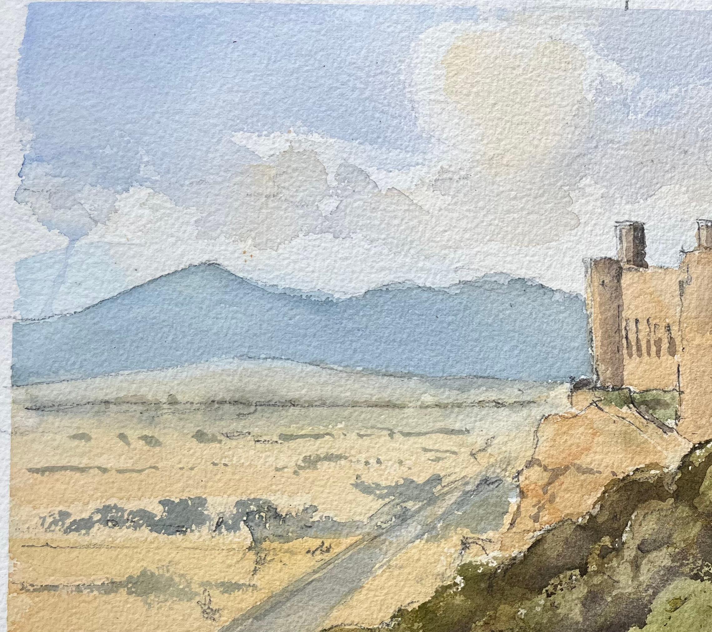British Impressionist Watercolor of Hilltop Castle with Dramatic Landscape For Sale 2