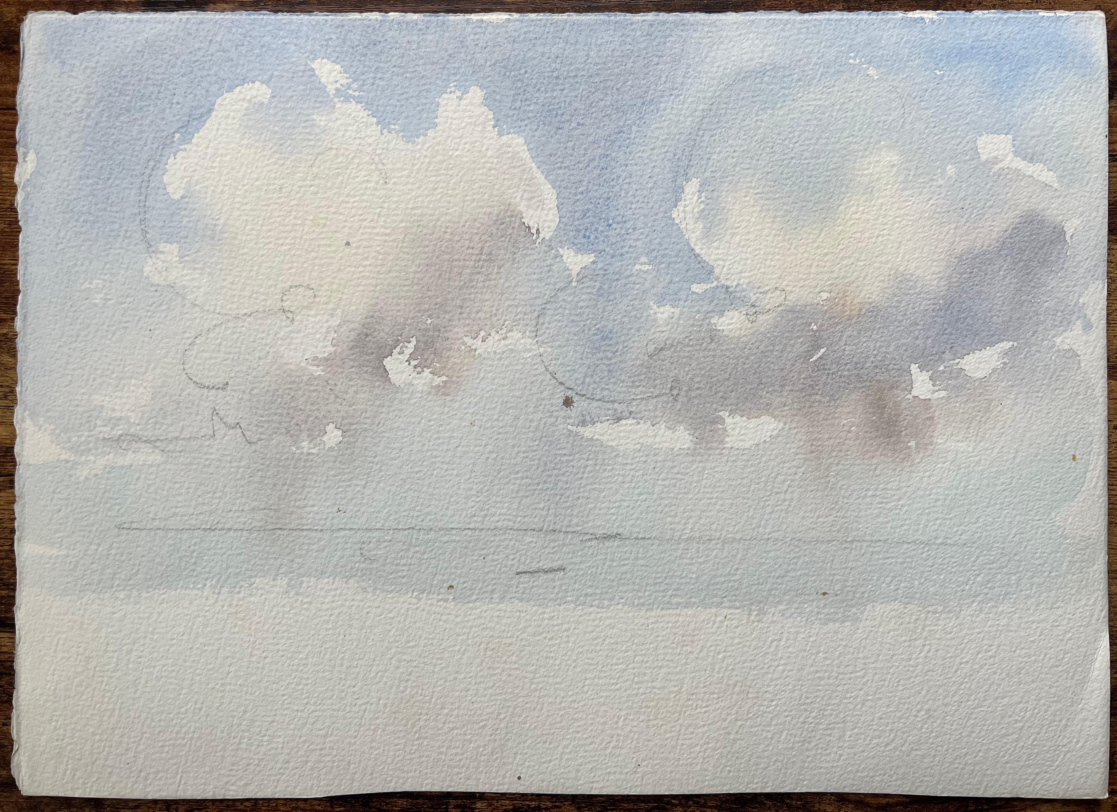 British Impressionist Watercolor of Historic Bridge Over a Stream with Fishermen For Sale 2