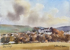 Britischer Impressionist Aquarell der Landschaft von Hay-on-Wye