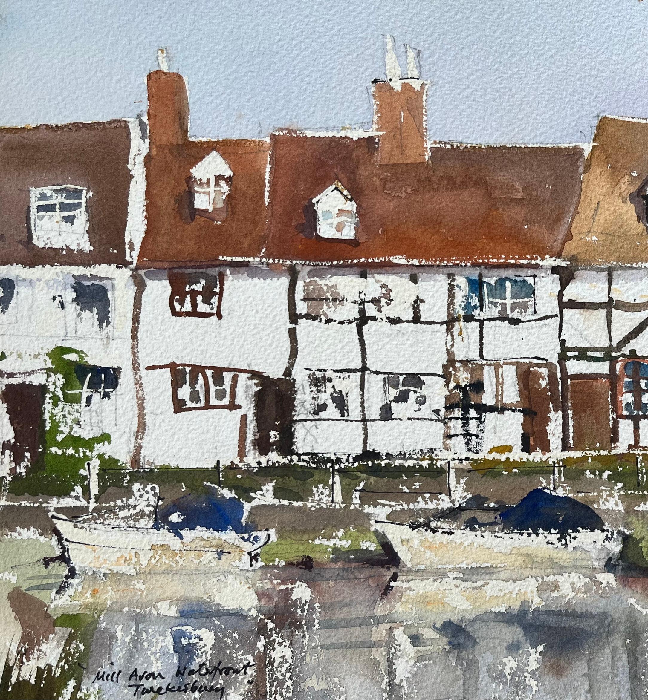 Titre : Aquarelle impressionniste britannique du front de mer de Mill Avon à Tewkesbury
Par Anthony Avery (britannique 1946-2023)
Aquarelle originale sur papier d'artiste, non encadrée
Dimensions : 11.25 x 15.25 pouces (Hauteur x Largeur)
Condit :
