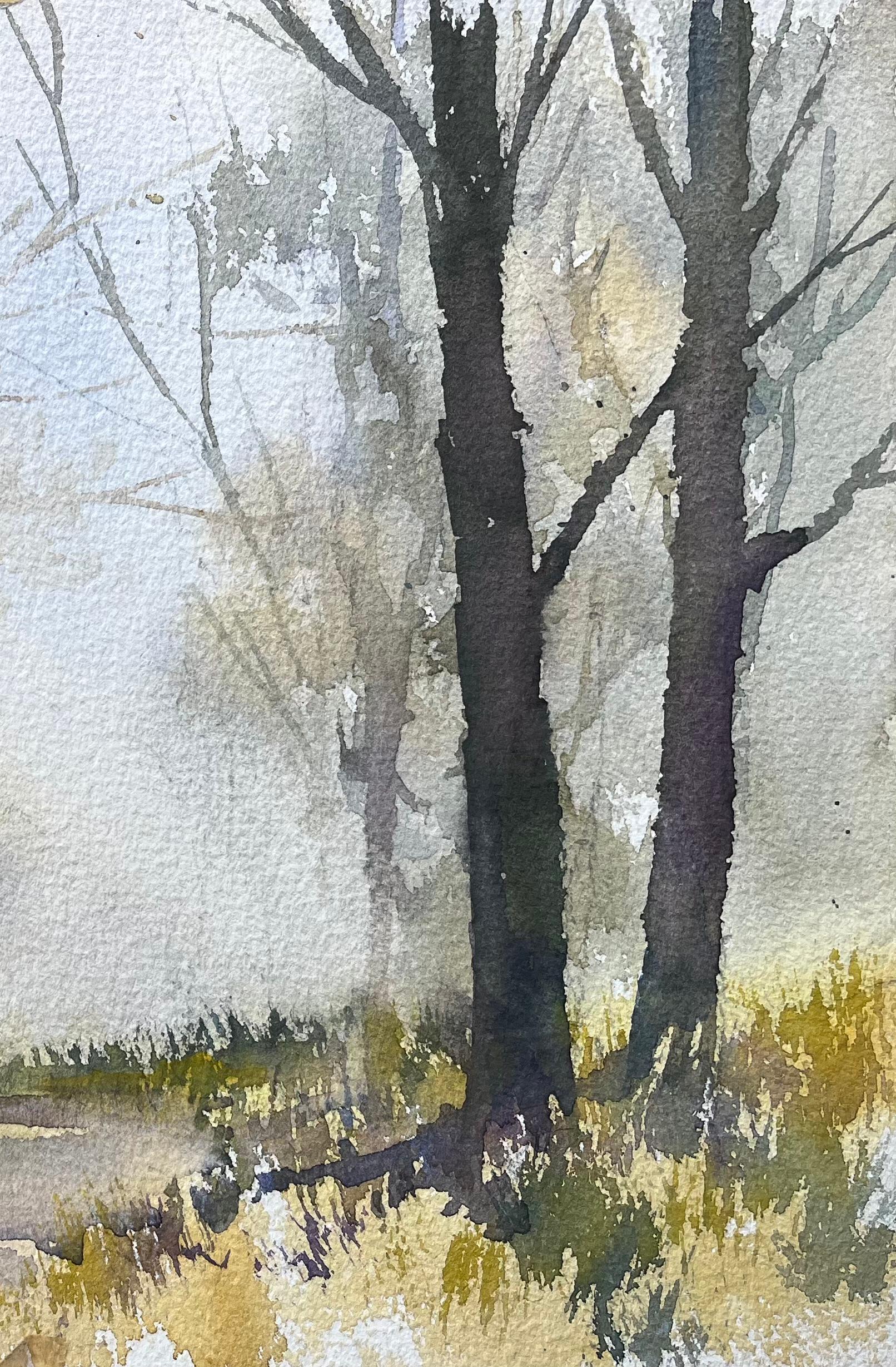Britischer Impressionist Aquarell von nebligen Waldweg (Impressionismus), Painting, von Anthony Avery
