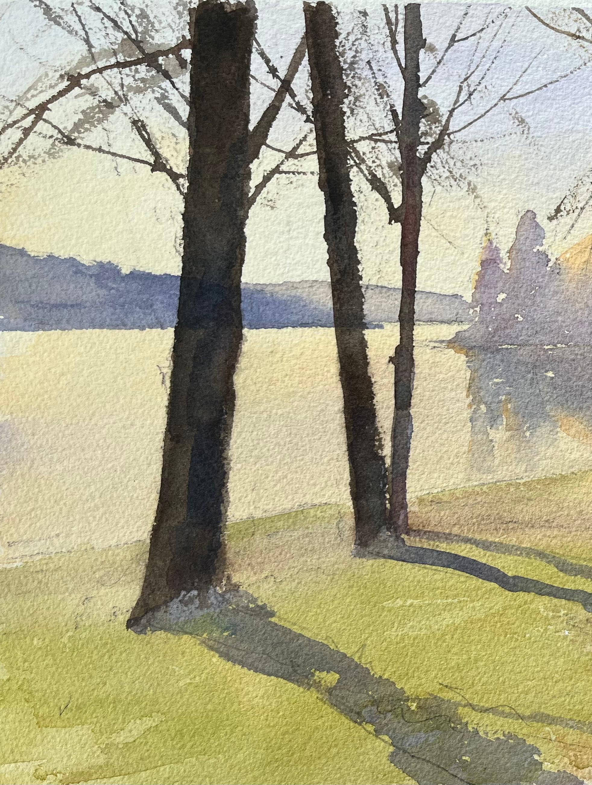 Título: Acuarela impresionista británica de sombras matinales junto al lago
de Anthony Avery (británico 1946-2023)
Acuarela original sobre papel de artista, sin enmarcar
Dimensiones: 11,25 x 15,25 pulgadas (Alto x Ancho)
Estado: Bueno, con algunos
