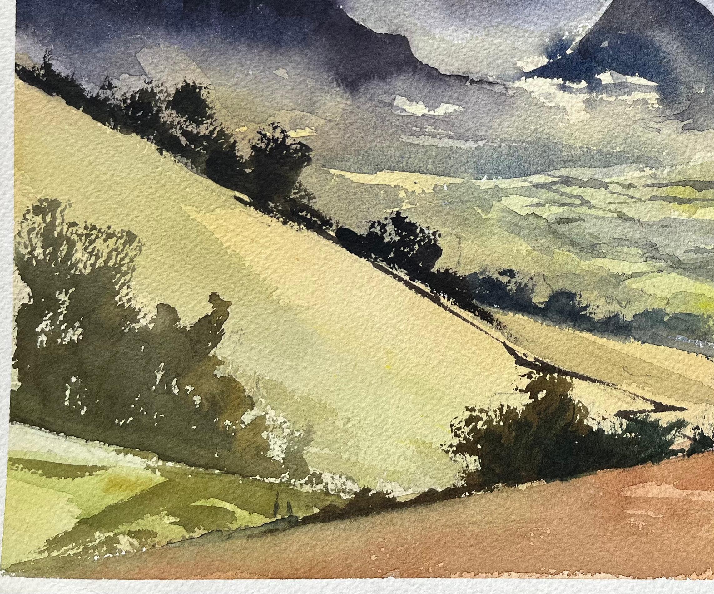 Título: Acuarela impresionista británica de paisaje de valle montañoso
Por Anthony Avery (británico 1946-2023)
Acuarela original sobre papel de artista, sin enmarcar
Firmado: Sí
Dimensiones: 11,25 x 15 pulgadas (Alto x Ancho)
Estado: Bueno, con
