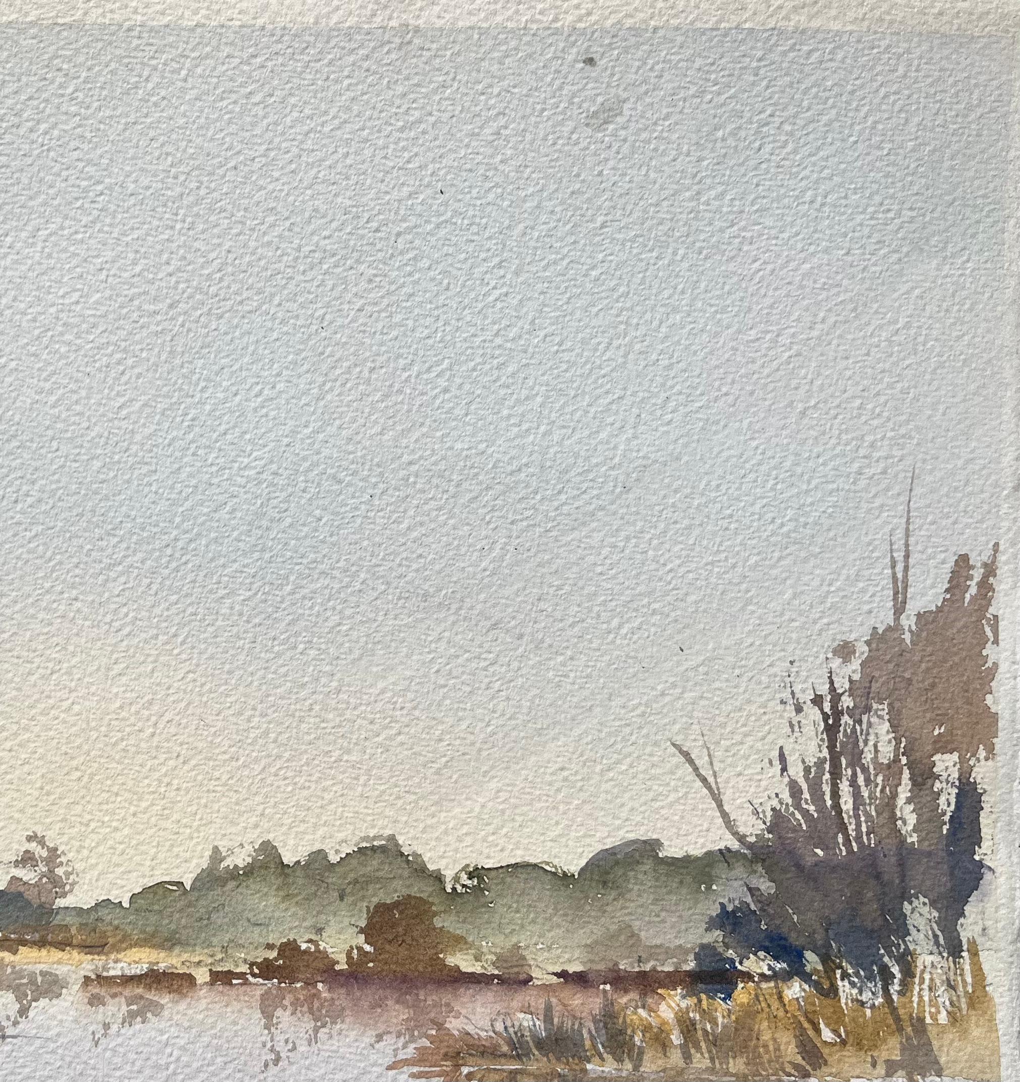 Title: British Impressionist Watercolor of Norfolk Broads” with Sailboat Reflection
By Anthony Avery (British 1946-2023)
Original watercolor on artists paper, unframed
Signed: Yes
Dimensions: 11 x 15.25 inches (Height x Width)
Condition: Good, with
