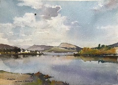 Acuarela Impresionista Británica de Reflejos de Plockton, Tierras Altas Escocesas