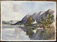 British Impressionist Watercolor of “Plockton” Scottish Highlands Landscape