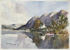 Aquarelle impressionniste britannique d'un paysage des Highlands écossais de Plockton