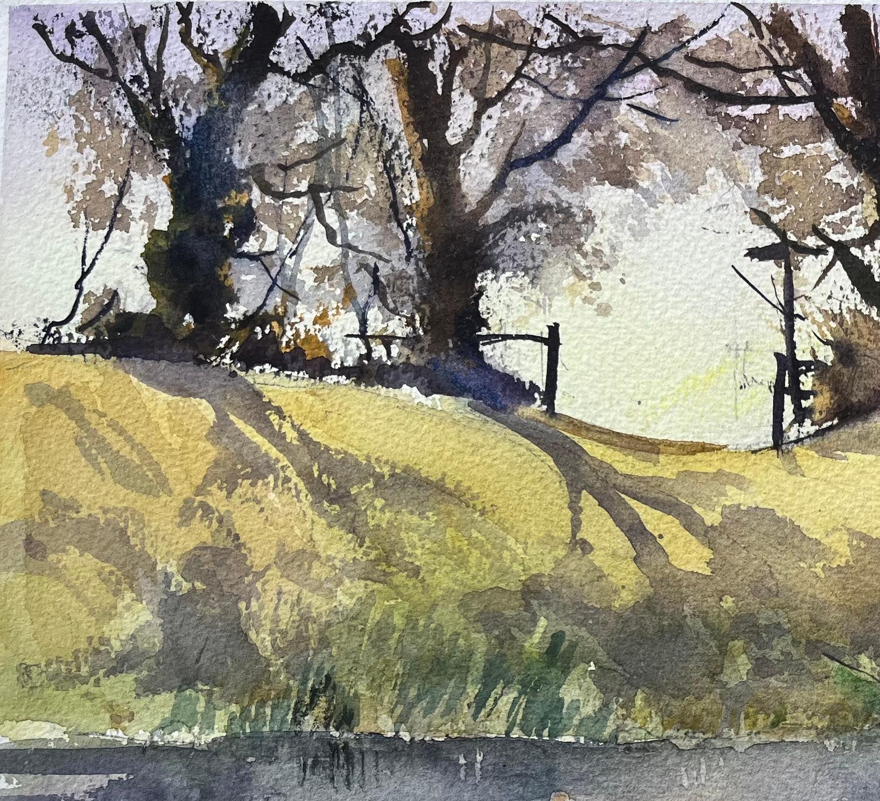 Titel: Britischer Impressionist Aquarell einer Flussszene mit fischenden Kindern
von Anthony Avery (Brite 1946-2023)
Original-Aquarell auf Künstlerpapier, ungerahmt
Abmessungen: 11,25 x 15 Zoll (Höhe x Breite)
Unterschrieben: Ja
Zustand: Gut