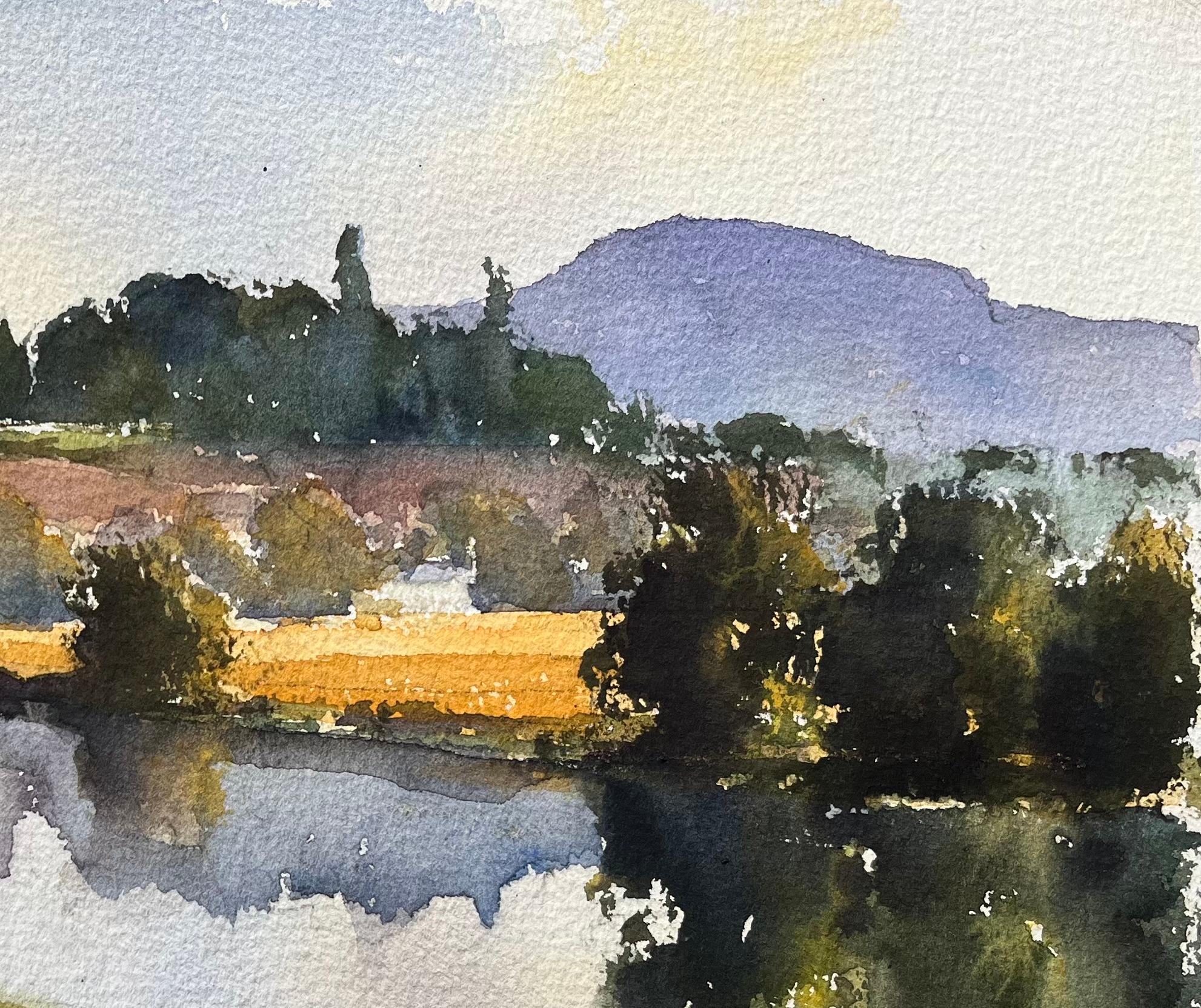 Title: British Impressionist Watercolor of Riverside Town and Church with Reflections
by Anthony Avery (British 1946-2023)
Original watercolor on artists paper, unframed
Dimensions: 11 x 15.25 inches (Height x Width)
Signed: Yes
Condition: Good