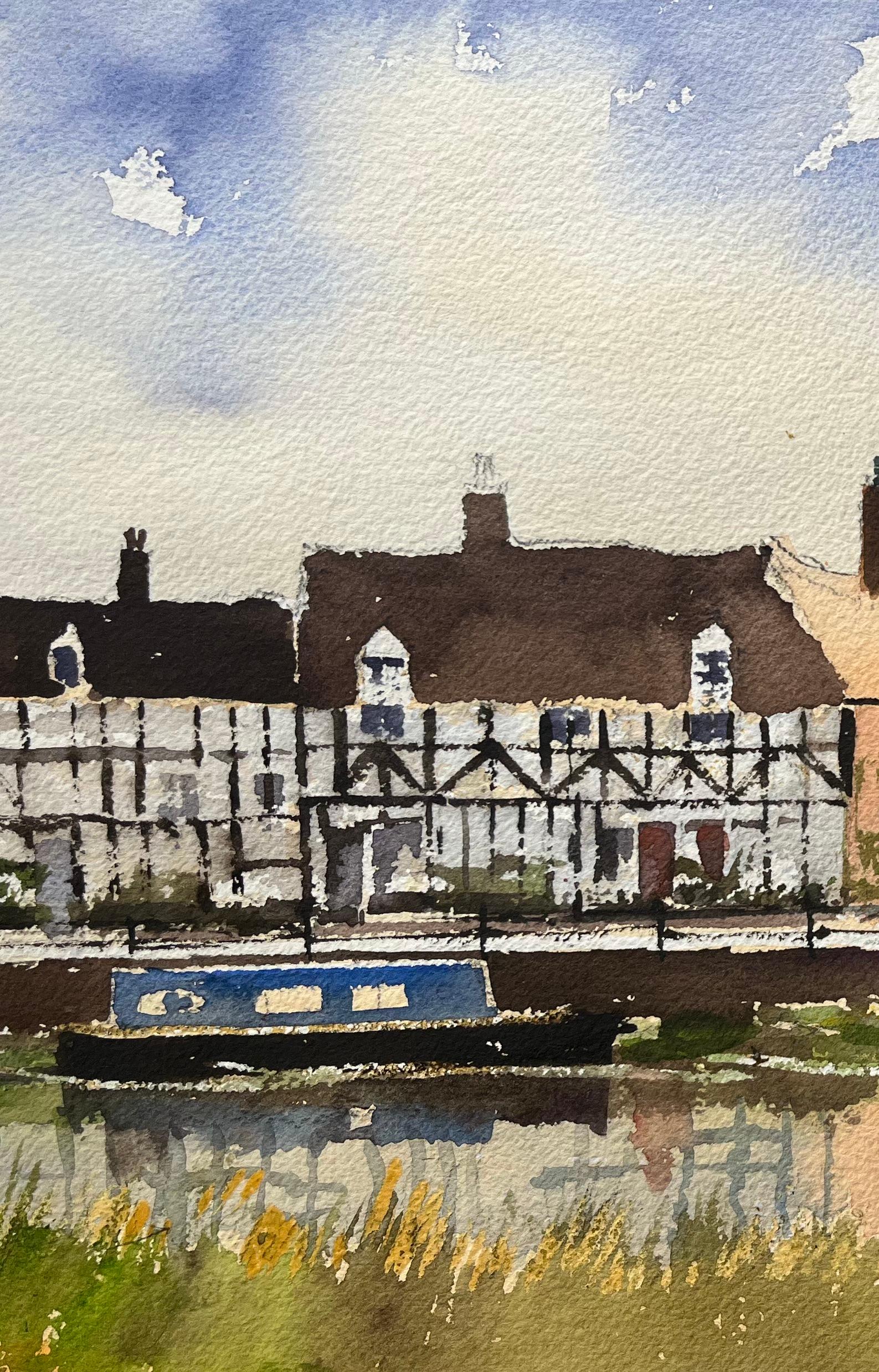 Titel: Aquarell eines britischen Impressionisten mit Flusslandschaft, Kirche und Kanal
von Anthony Avery (Brite 1946-2023)
Original-Aquarell auf Künstlerpapier, ungerahmt
Abmessungen: 11,25 x 15,25 Zoll (Höhe x Breite)
Unterschrieben: Ja
Zustand: