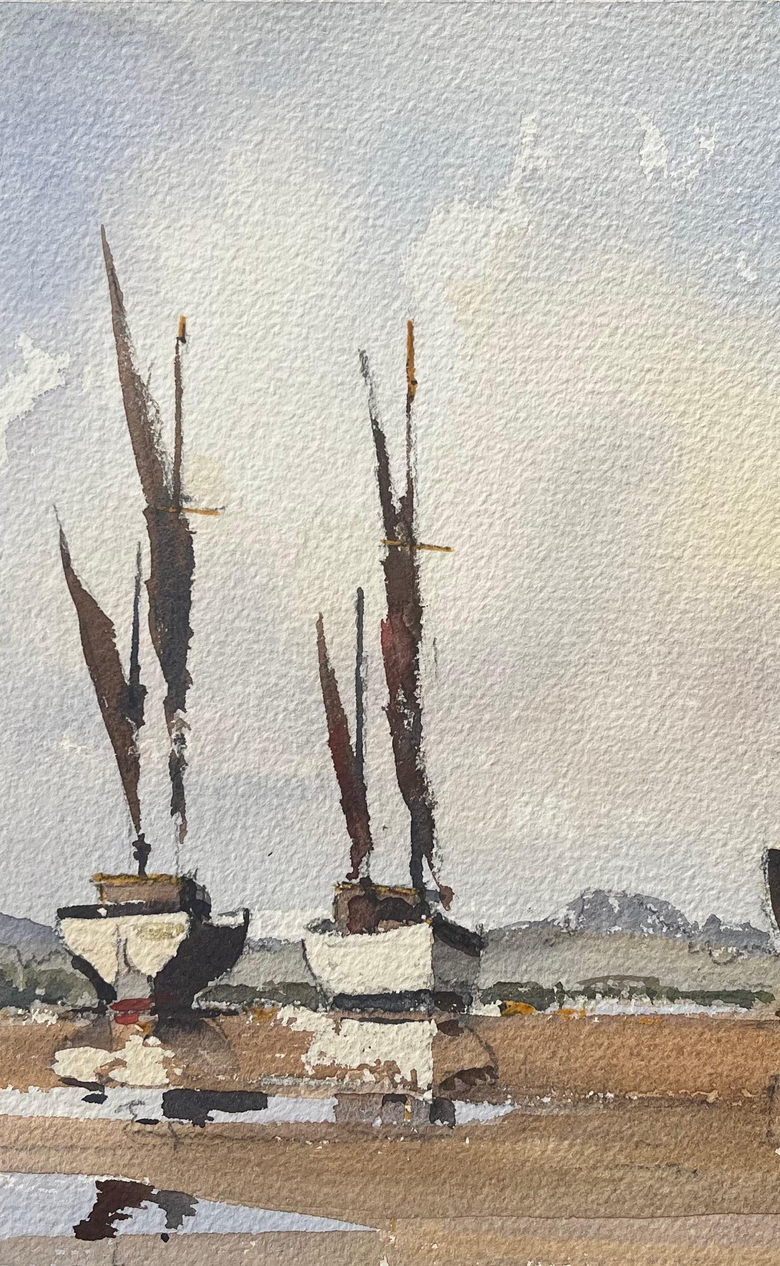 Title: British Impressionist Watercolor of Sailboats at Low Tide
by Anthony Avery (British 1946-2023)
Original watercolor on artists paper, unframed
Dimensions: 11 x 15.5 inches (Height x Width)
Signed: Yes
Condition: Good, with some minor signs of