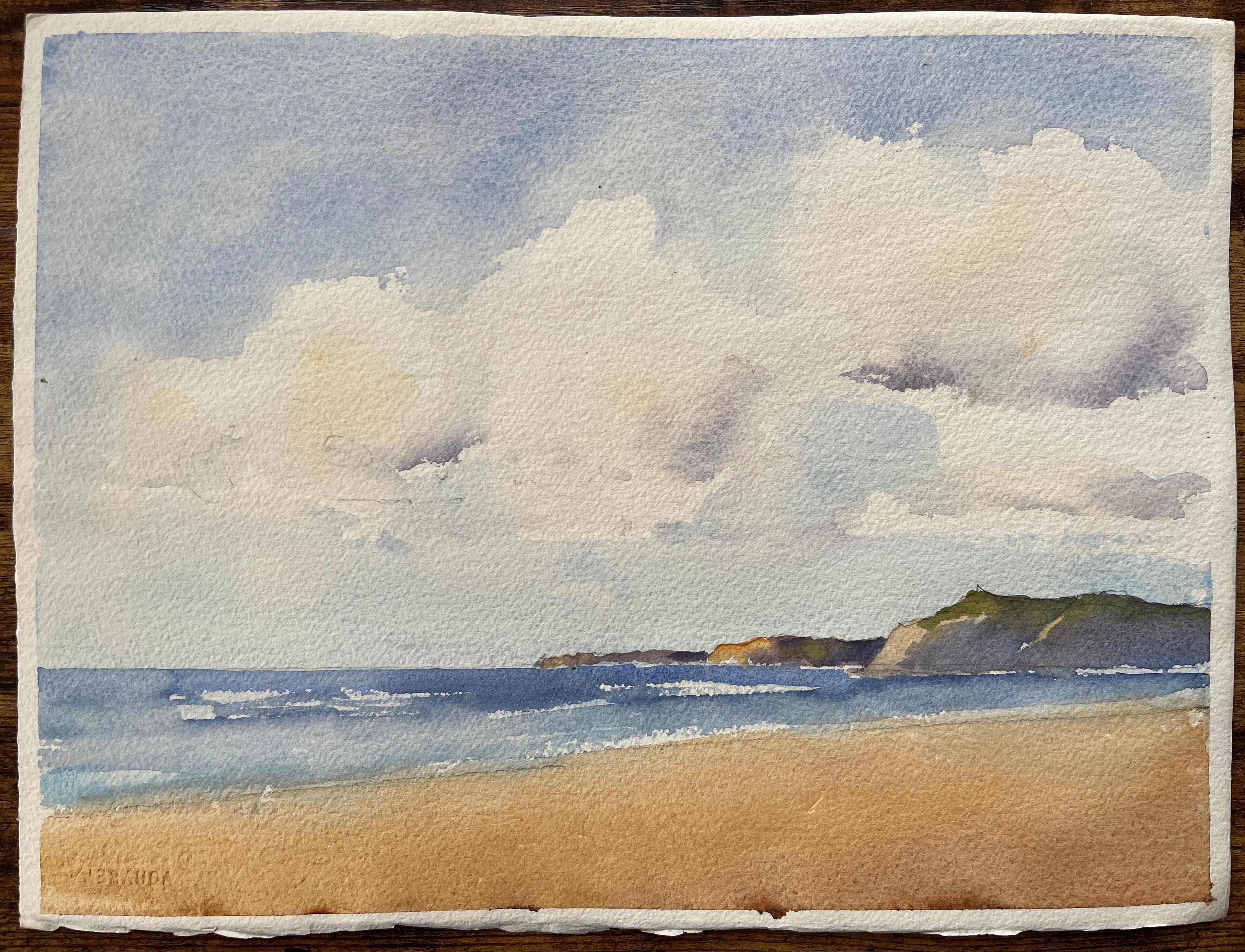 Britischer Impressionist Aquarell der ruhigen Lakeside Szene in weichem Licht gebadet im Angebot 1