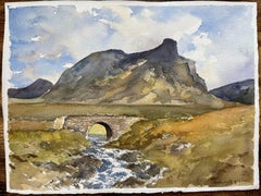 British Impressionist Watercolor of Suilven from the Kylestrone Road