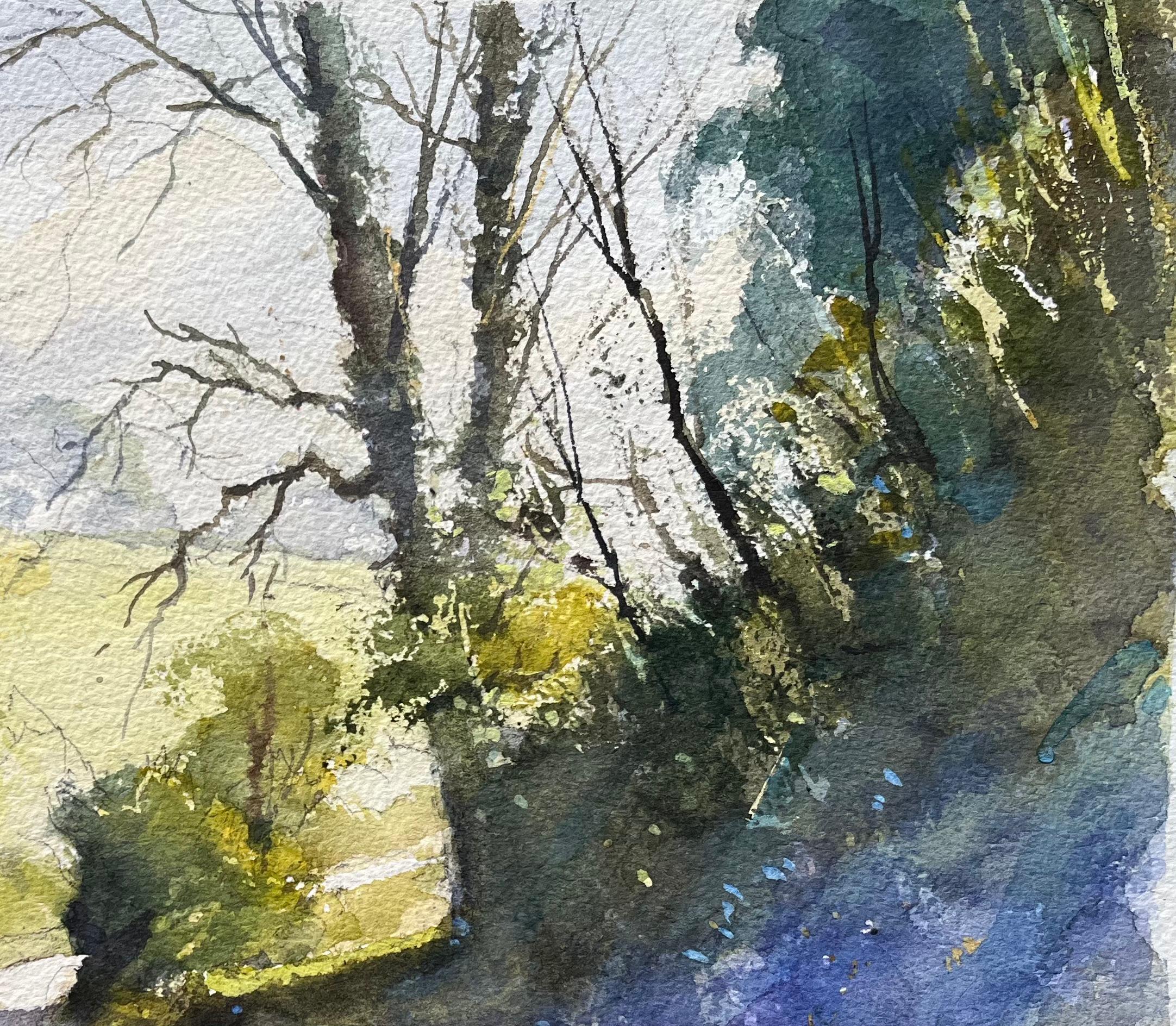 Title: British Impressionist Watercolor of Sunlit Country Path Enveloped by Bluebells
By Anthony Avery (British 1946-2023)
Original watercolor on artists paper, unframed
Signed: Yes
Dimensions: 11 x 15 inches (Height x Width)
Condition: Good, with