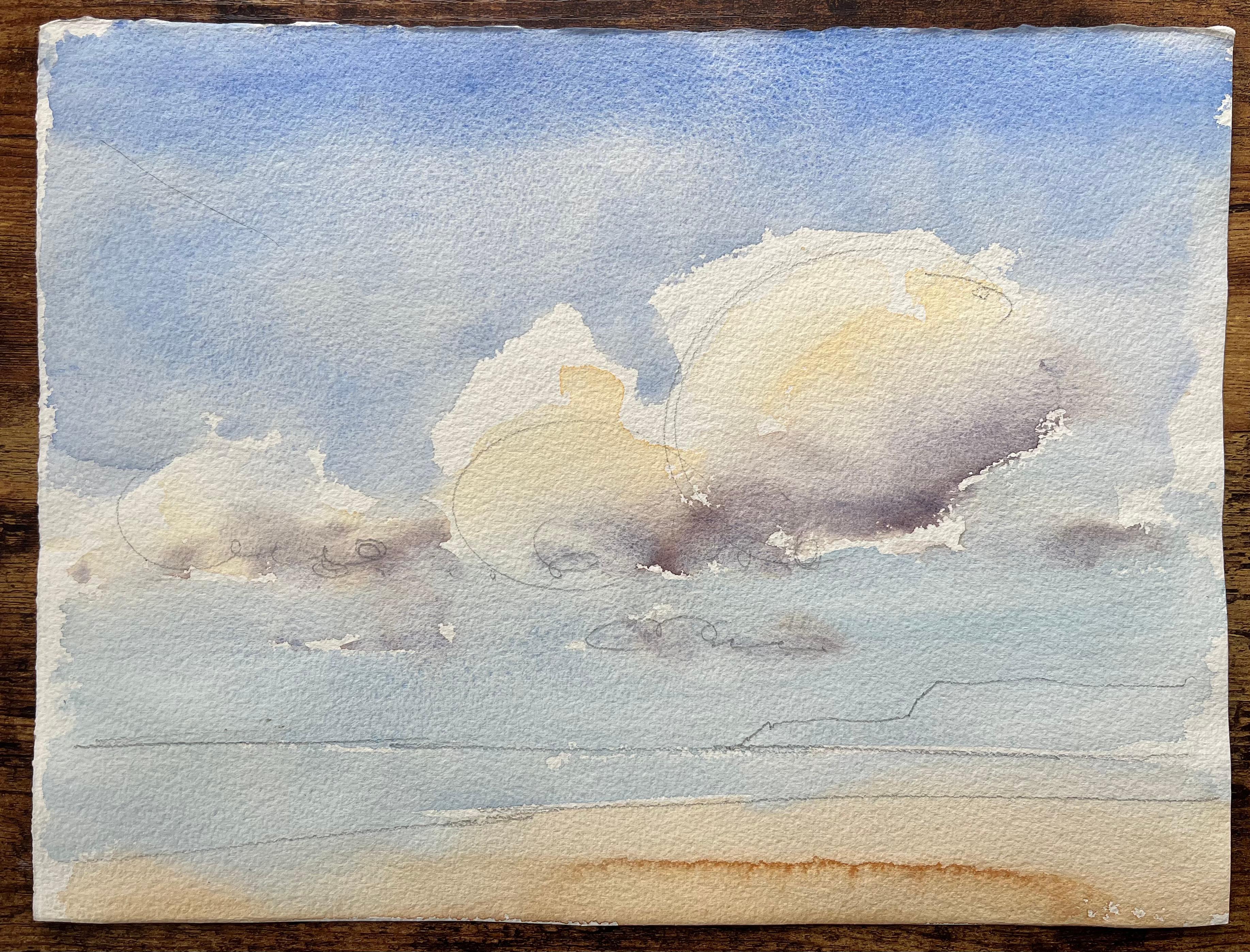 Acquerello impressionista britannico con sentiero e alberi al tramonto in vendita 1