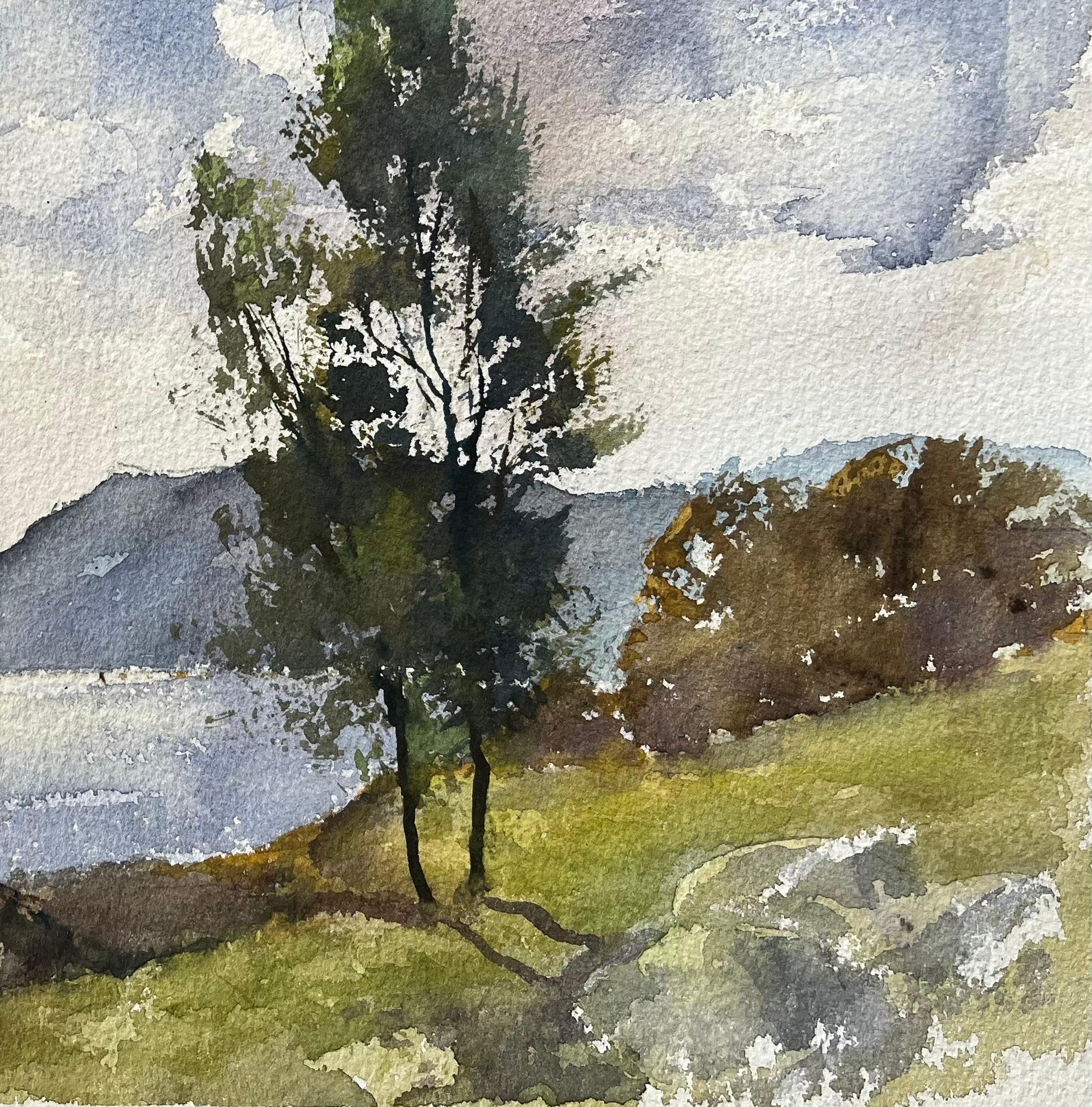 Acquerello impressionista britannico di un tranquillo paesaggio lacustre - Painting Impressionismo di Anthony Avery