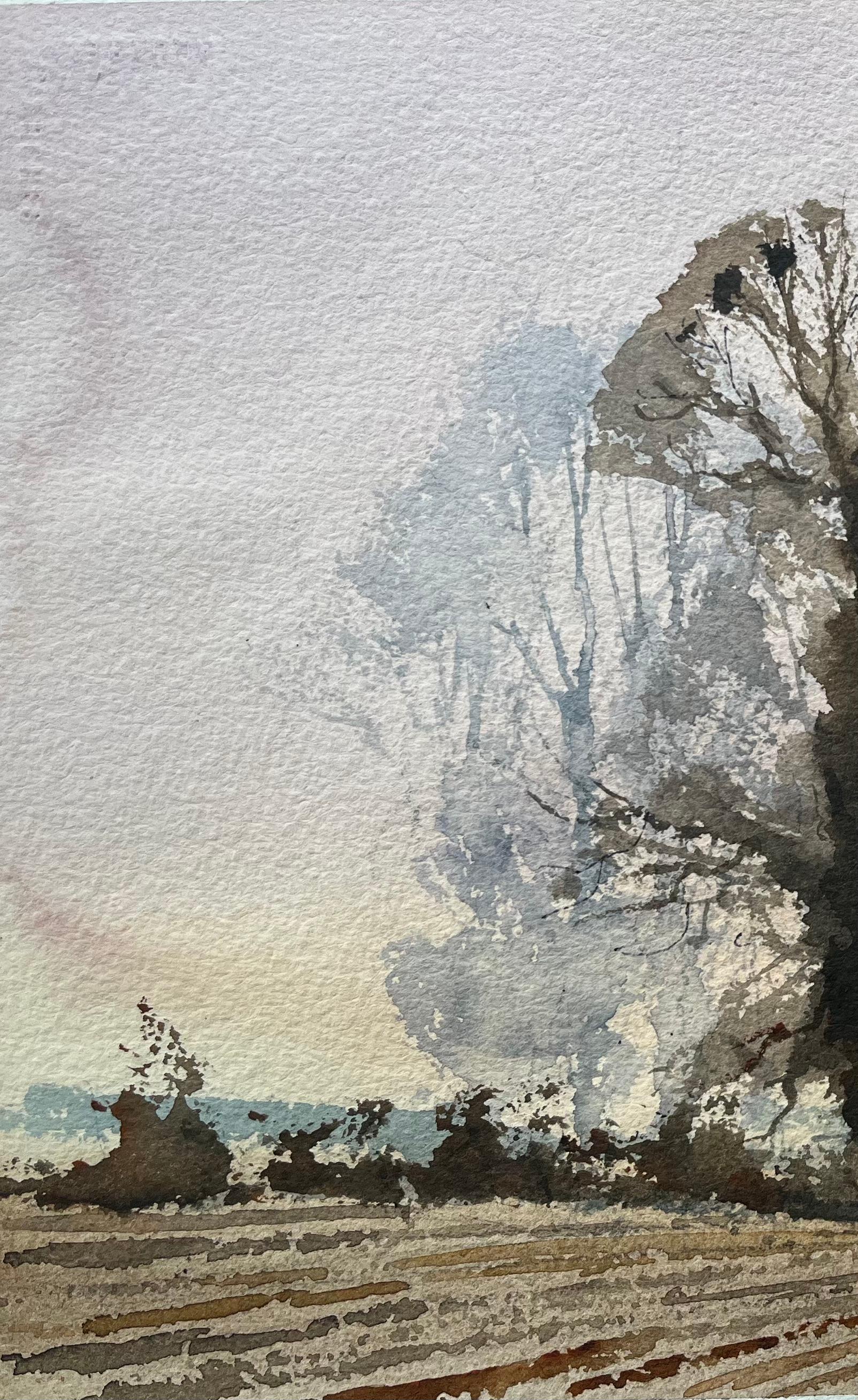 Titolo: Acquerello impressionista britannico di Silhouette di albero al tramonto con guglia distante
di Anthony Avery (Regno Unito 1946-2023)
Acquerello originale su carta per artisti, senza cornice
Dimensioni: 11,25 x 15 pollici (altezza x