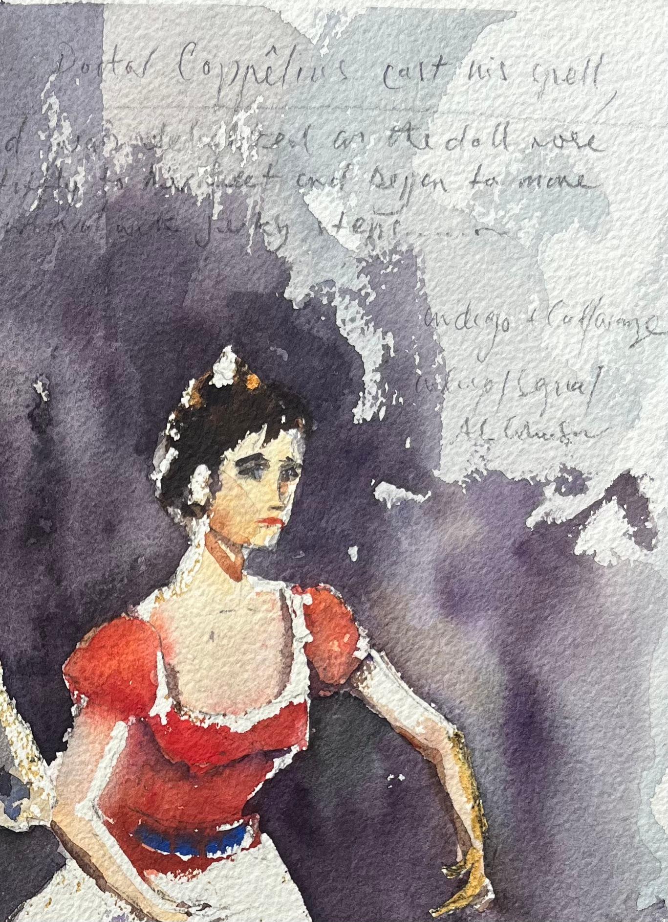 Aquarelle impressionniste britannique représentant deux artistes dans une scène de Coppélia - Impressionnisme Painting par Anthony Avery