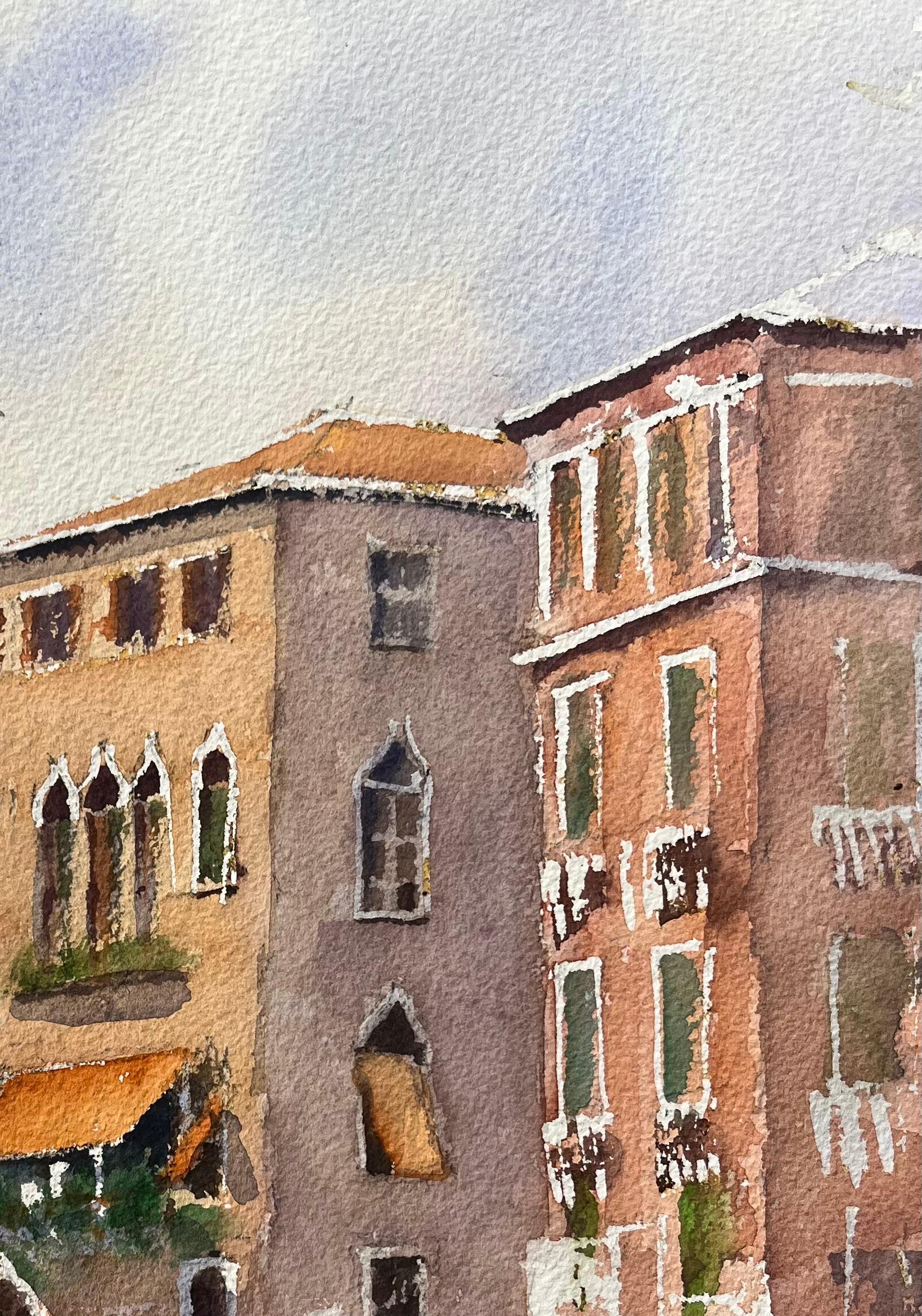 British Impressionist Watercolor of Venetian Reflections with Gondola For Sale 1