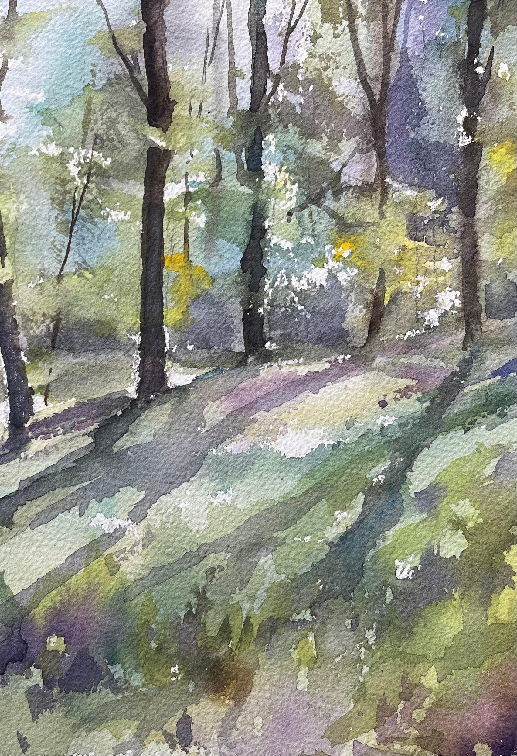 Title: British Impressionist Watercolor of Woodland Light and Shadows
by Anthony Avery (British 1946-2023)
Original watercolor on artists paper, unframed
Dimensions: 10.75 x 15 inches (Height x Width)
Signed: Yes
Condition: Good, with some minor
