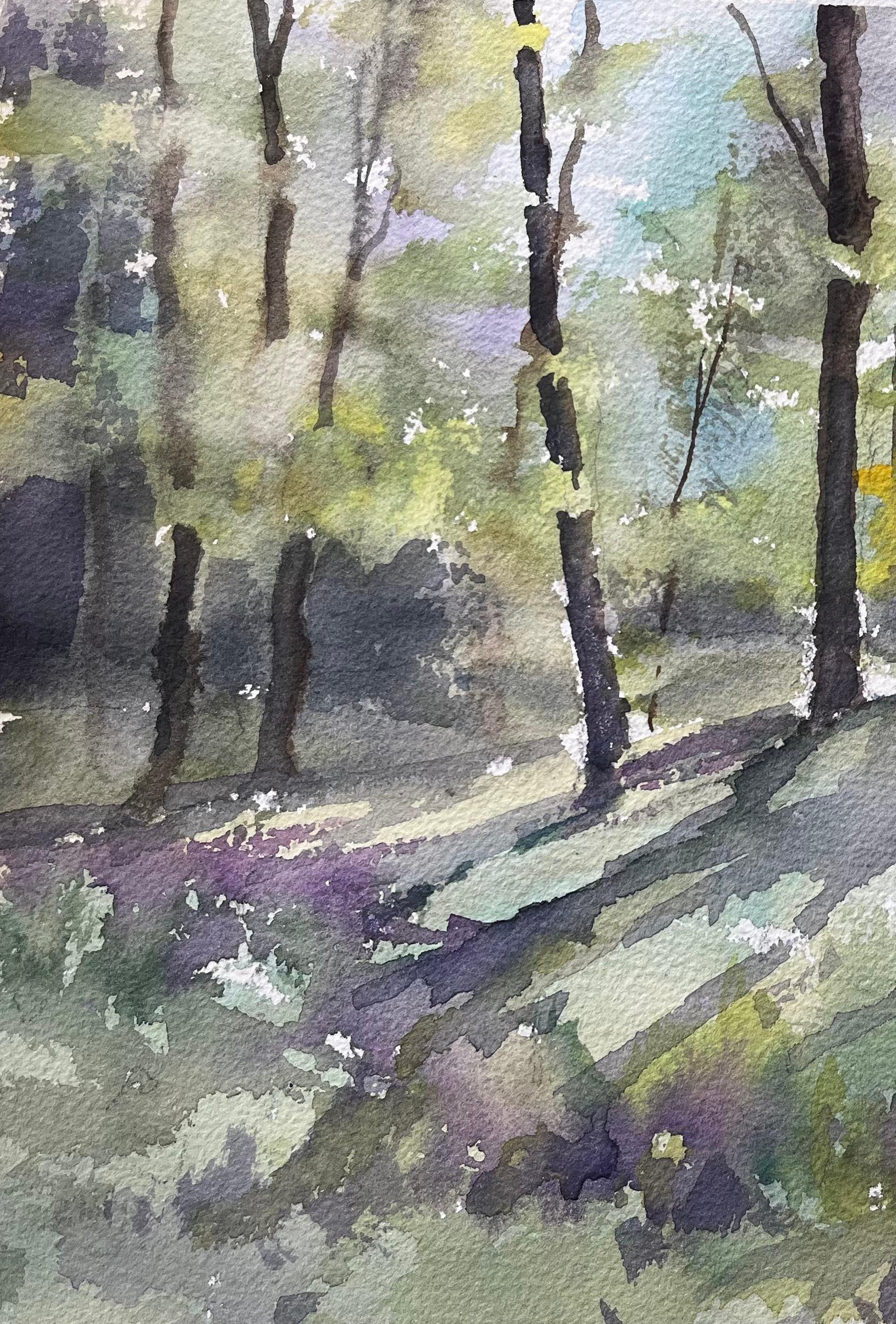 British Impressionist Watercolor of Woodland Light and Shadows For Sale 1