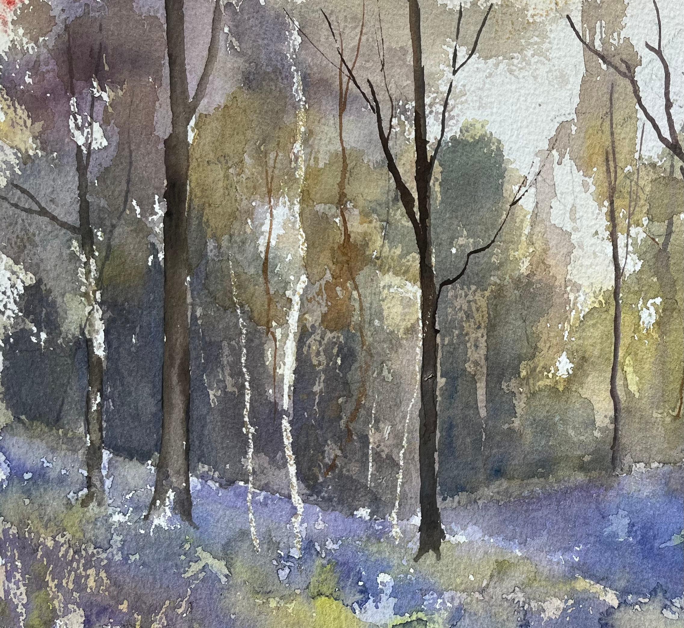 Título: Acuarela impresionista británica de bosque de campanillas a la luz de la mañana
de Anthony Avery (británico 1946-2023)
Acuarela original sobre papel de artista, sin enmarcar
Dimensiones: 11 x 15,5 pulgadas (Alto x Ancho)
Estado: Bueno, con