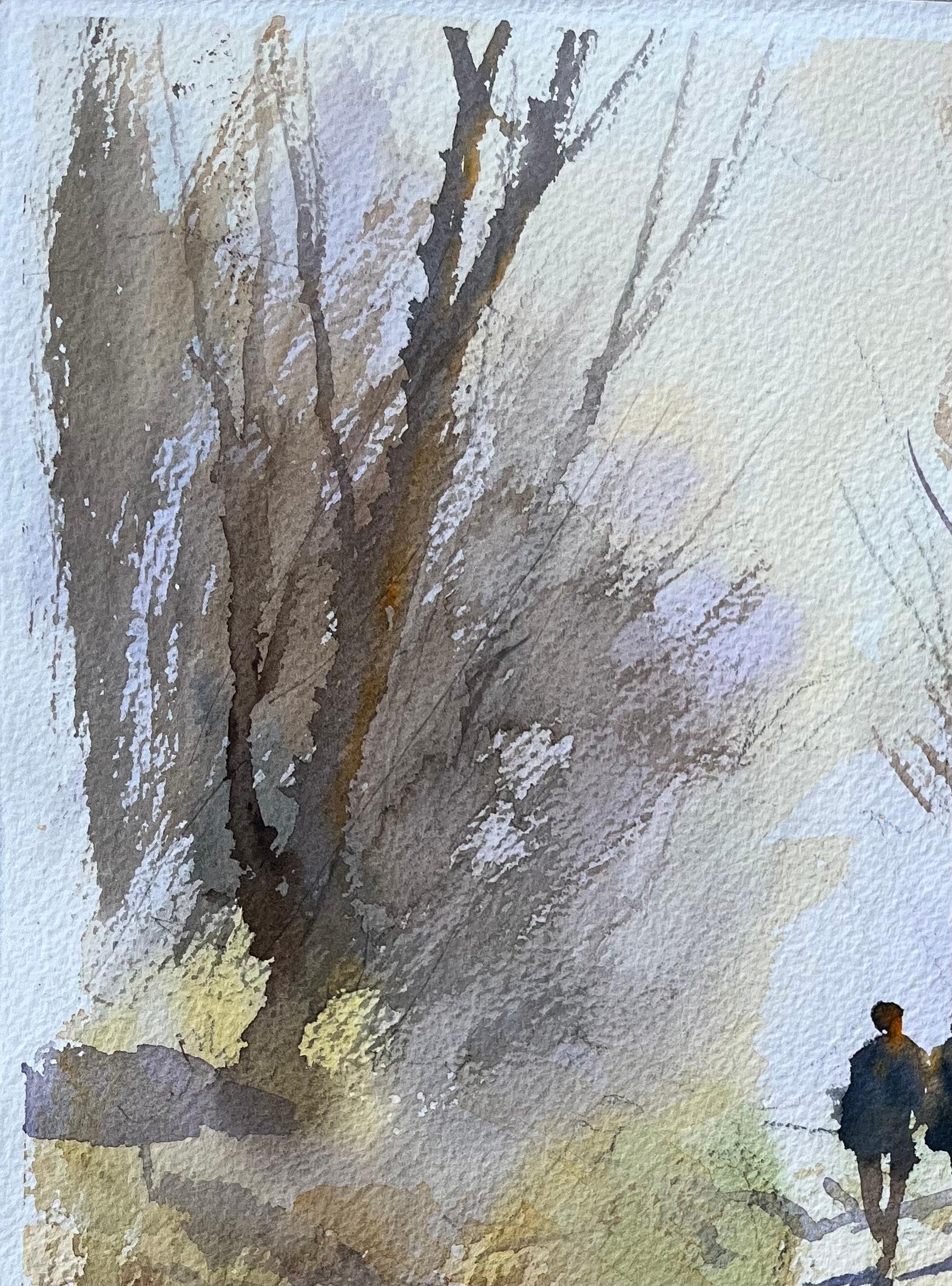 Titre : Aquarelle impressionniste britannique d'une promenade dans les bois avec des personnages et un chien
Par Anthony Avery (britannique 1946-2023)
Signé : Oui
Aquarelle originale sur papier d'artiste, non encadrée
Dimensions : 15.25 x 11.25