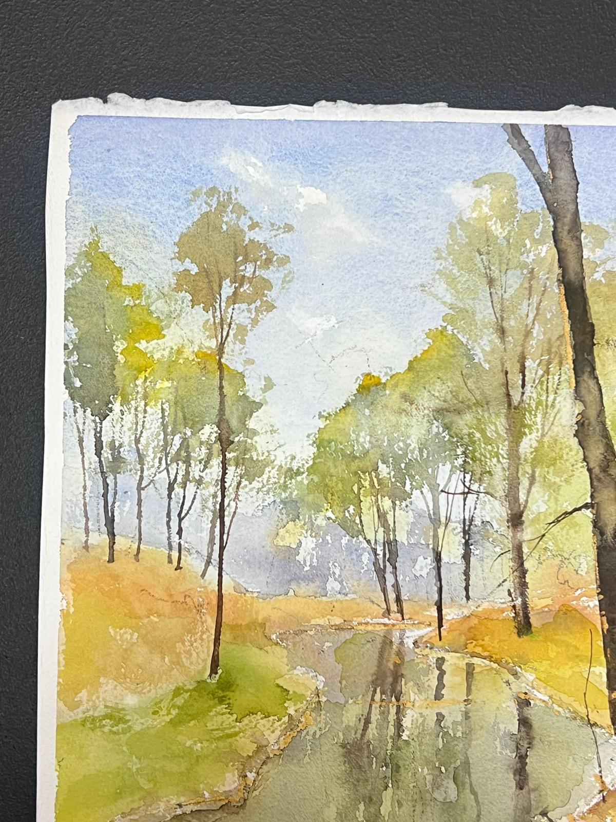 Acquerello impressionista britannico Ruscello estivo che attraversa il bosco - Painting Impressionismo di Anthony Avery