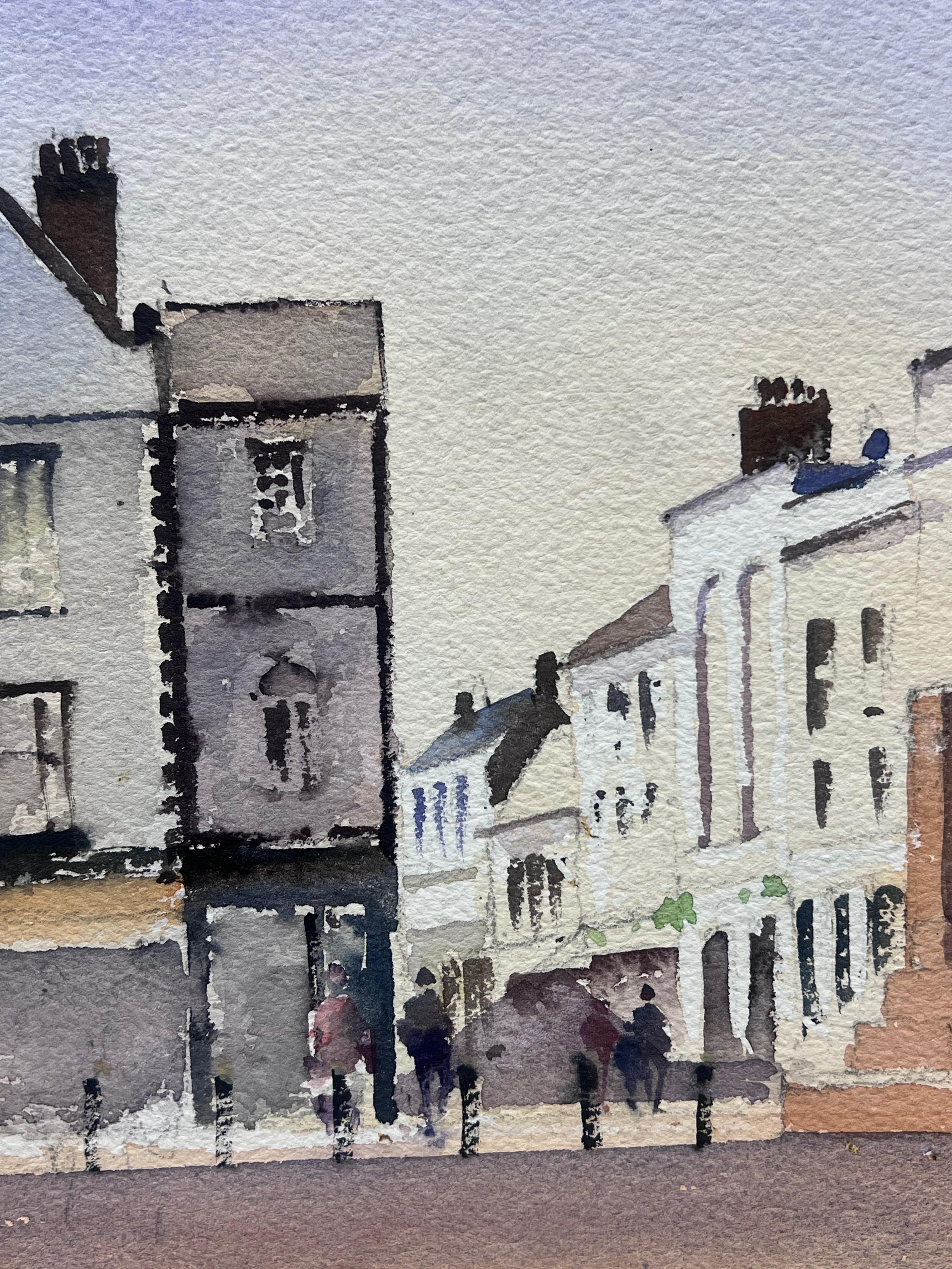 Britisch Original Impressionistisches Aquarell Englischer Marktplatz Square, Original (Impressionismus), Painting, von Anthony Avery