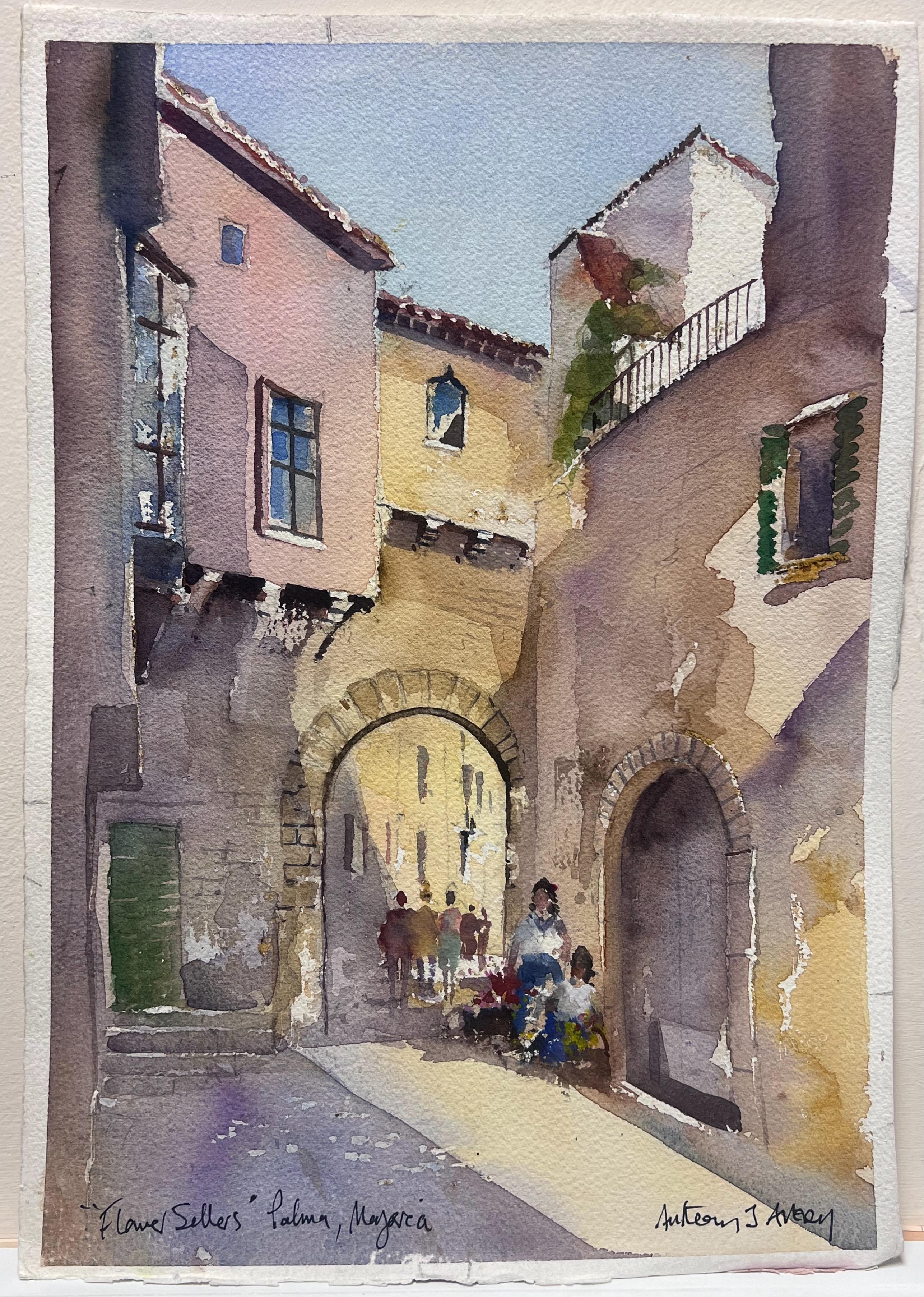 Originale acquerello impressionista britannico Sellers a Palma Maiorca - Painting di Anthony Avery