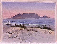 British Original Impressionist Watercolor Island Landscape Coastal Scene