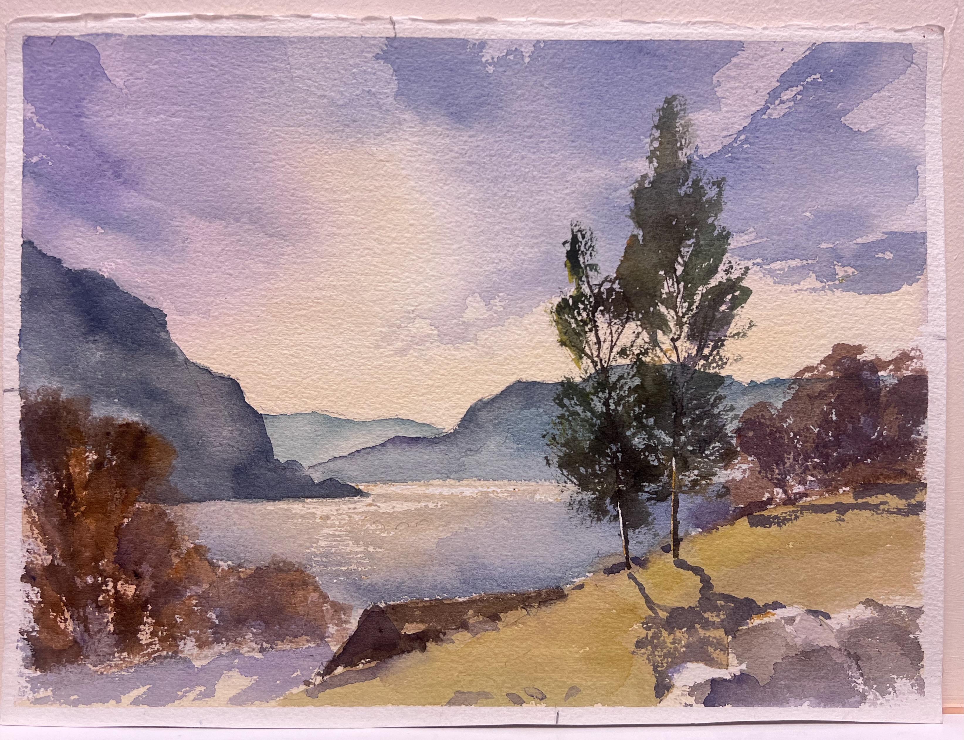 Offene Landschaftsansicht des britischen Original-impressionistischen Aquarells des Lake District – Painting von Anthony Avery