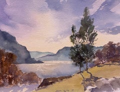 Aquarelle impressionniste britannique originale du Lake District avec vue de paysage ouvert