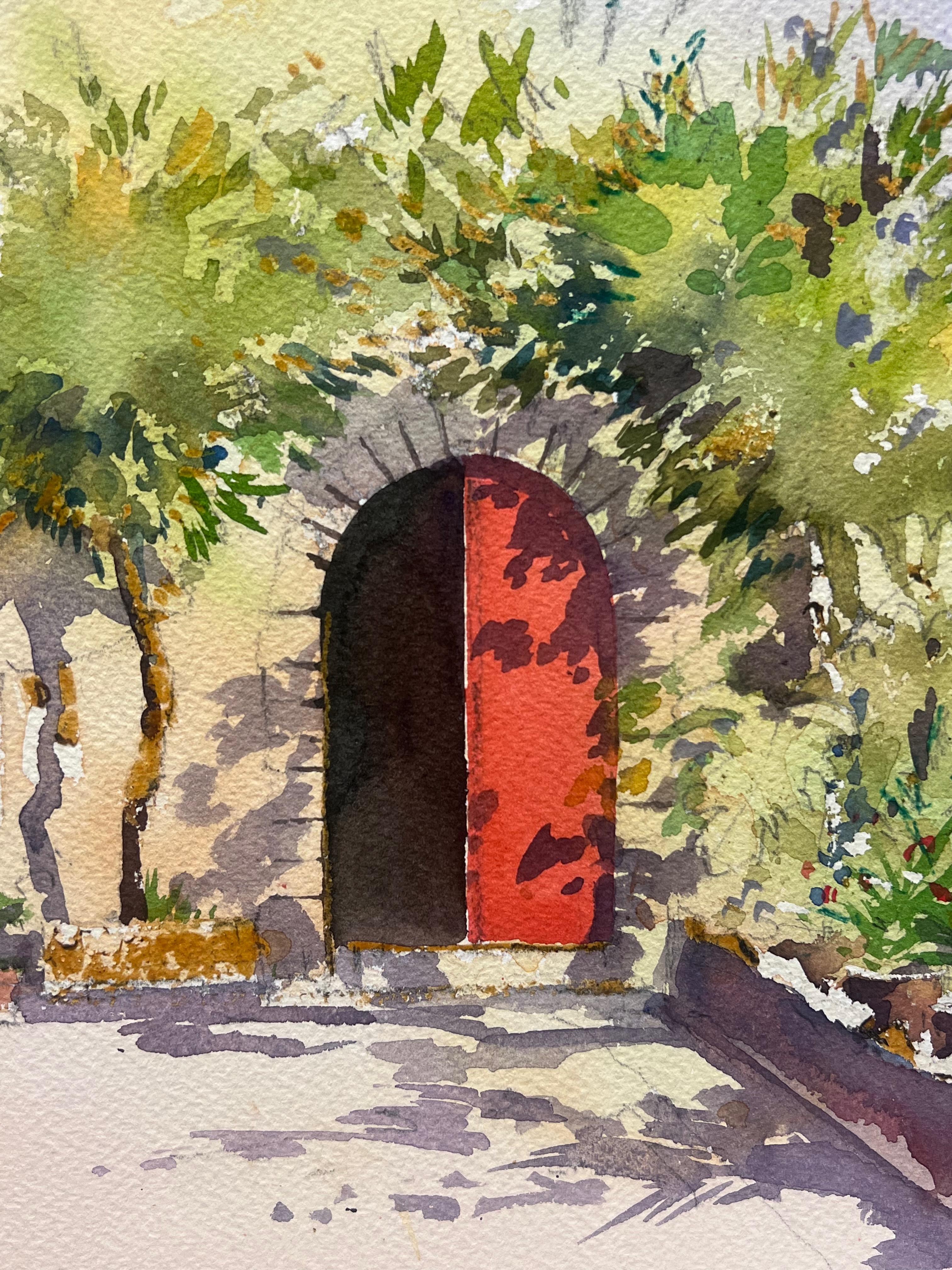 Summer Courtyard 
by Anthony Avery (British 1946-2023) * see notes below
original watercolor on artists paper, unframed
paper dimensions: 11 x 15 inches
condition: very good and ready to be enjoyed. 
provenance: from a large collection of this