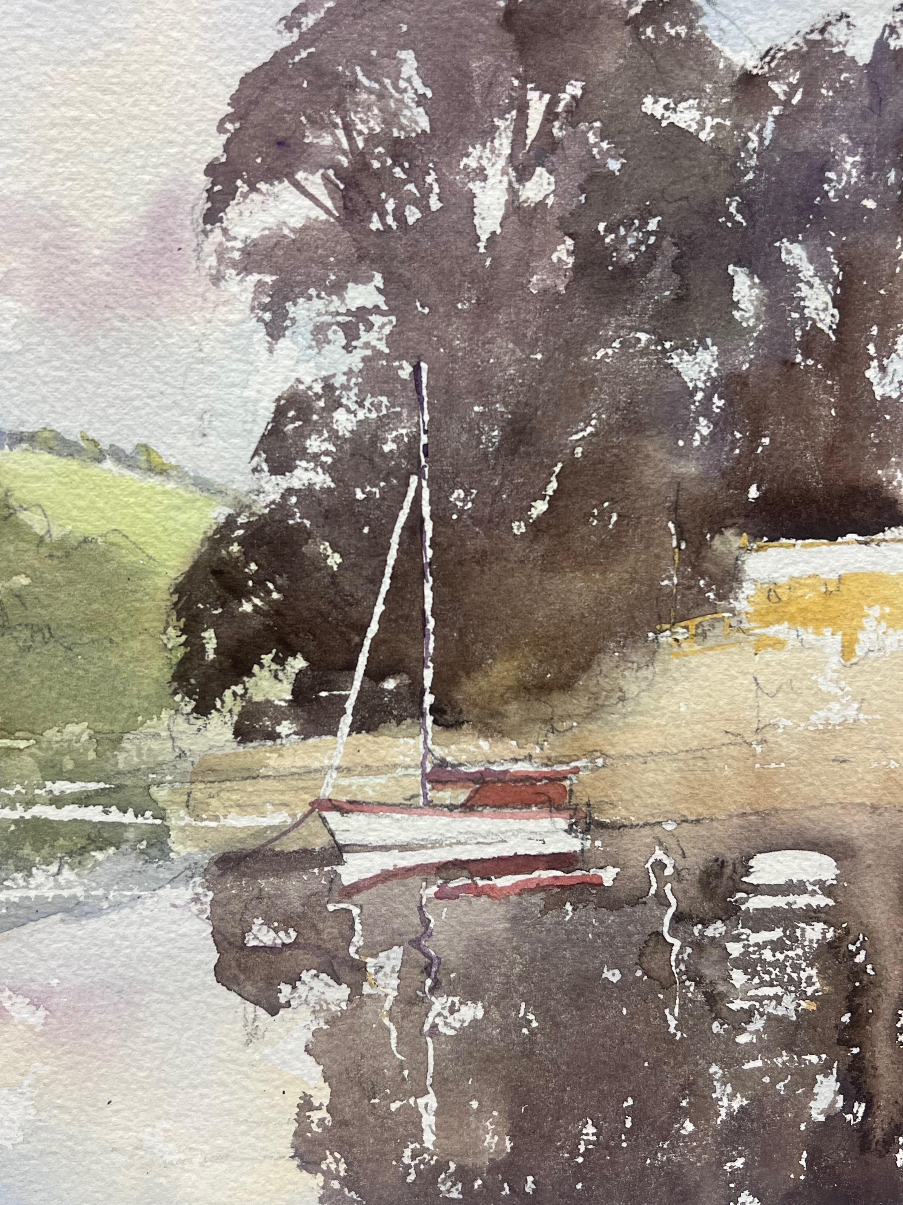 Originale acquerello impressionista britannico Barche a vela Fiume Estuario Paesaggio in vendita 1