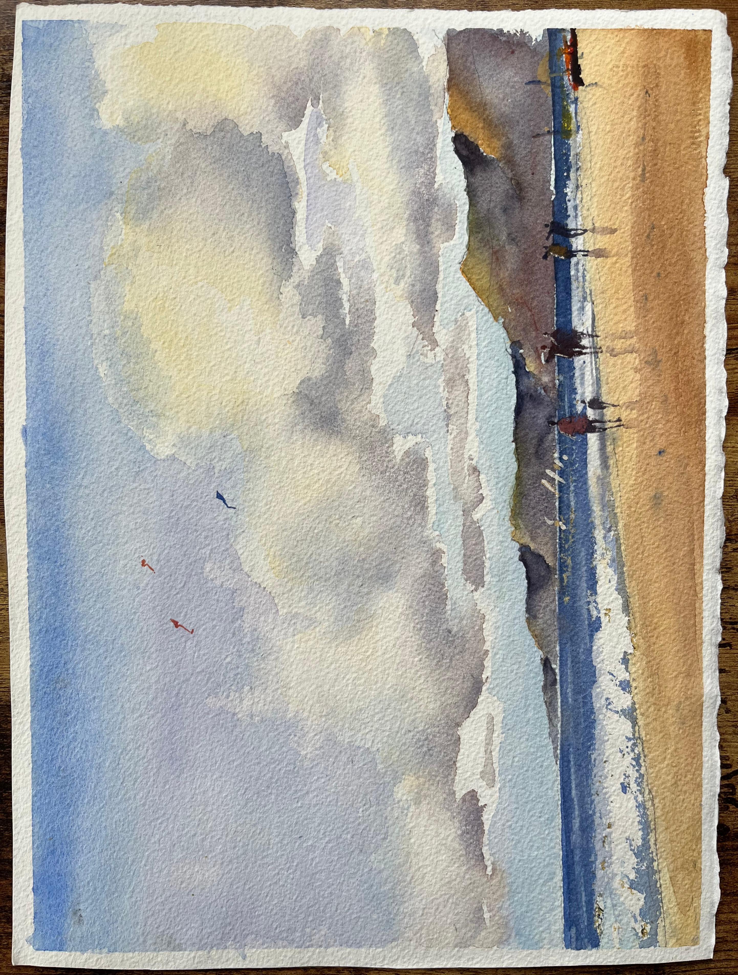 Britisches Original-Aquarell einer Kirche und Tudor-Haus in einem Dorfsitz im Angebot 2