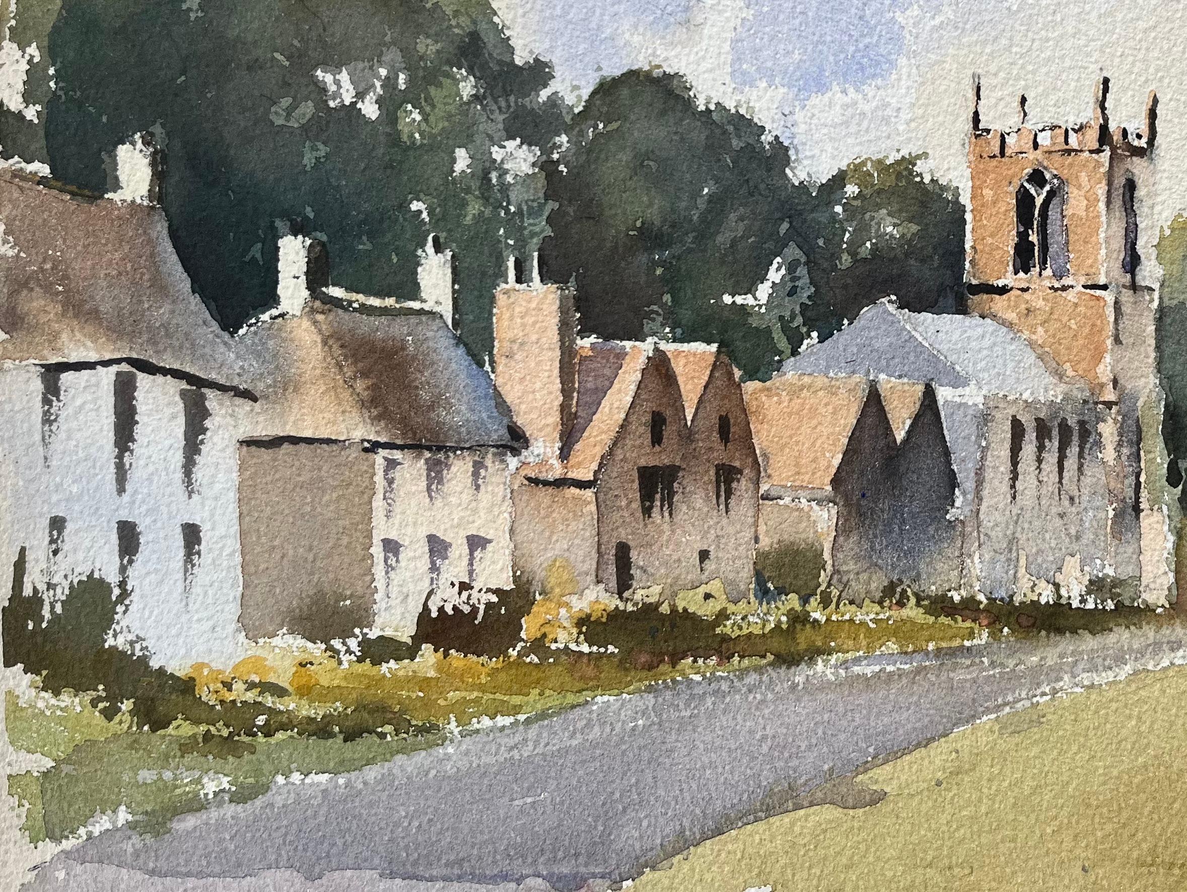 Título: Acuarela británica de una pintoresca escena de pueblo con iglesia
Por Anthony Avery (británico 1946-2023)
Acuarela original sobre papel de artista, sin enmarcar
Dimensiones: 11 x 15,25 pulgadas (Alto x Ancho)
Estado: Bueno, con algunos