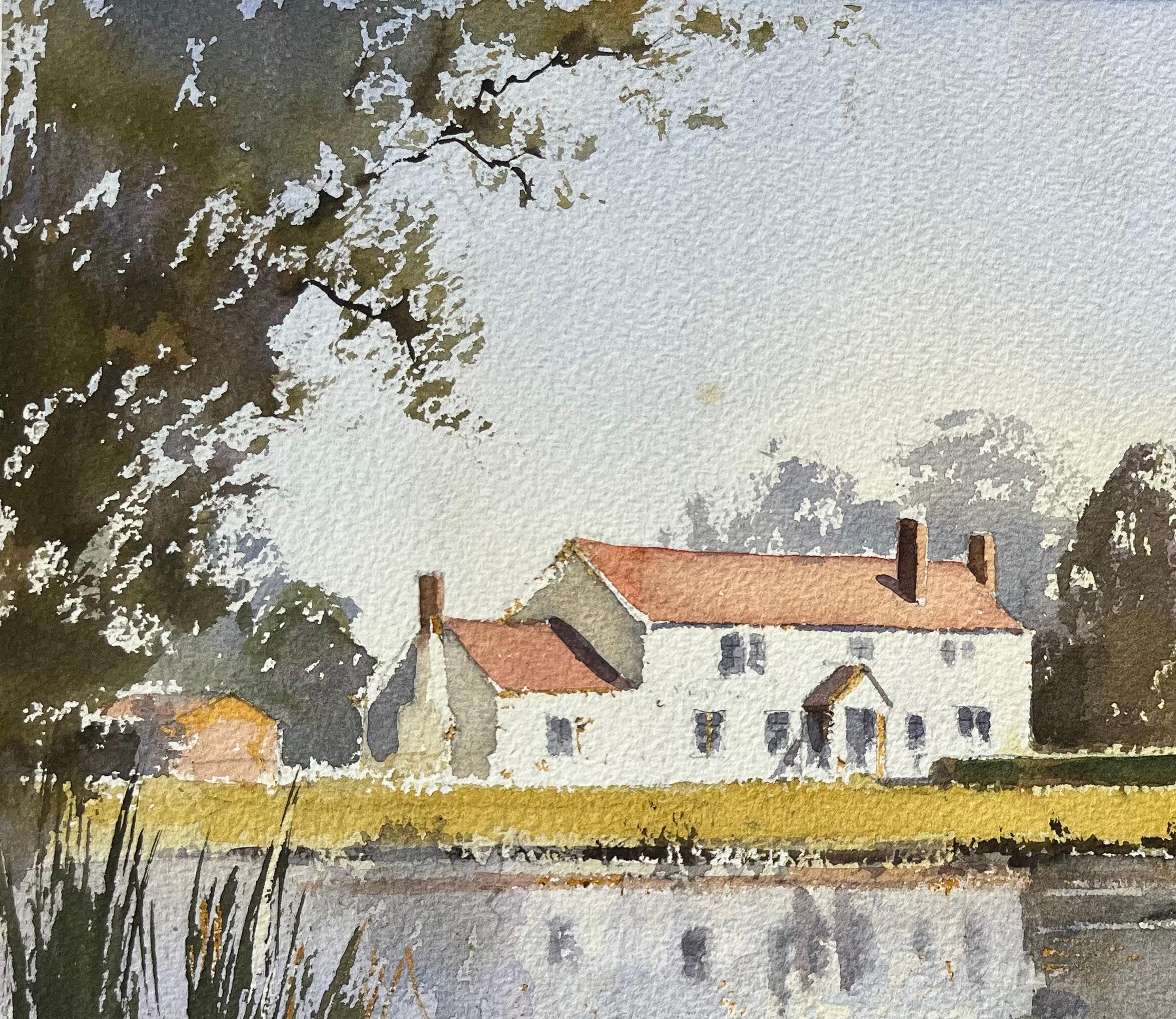Britisches Aquarell eines Flussufers mit Enten, Britisch (Impressionismus), Painting, von Anthony Avery