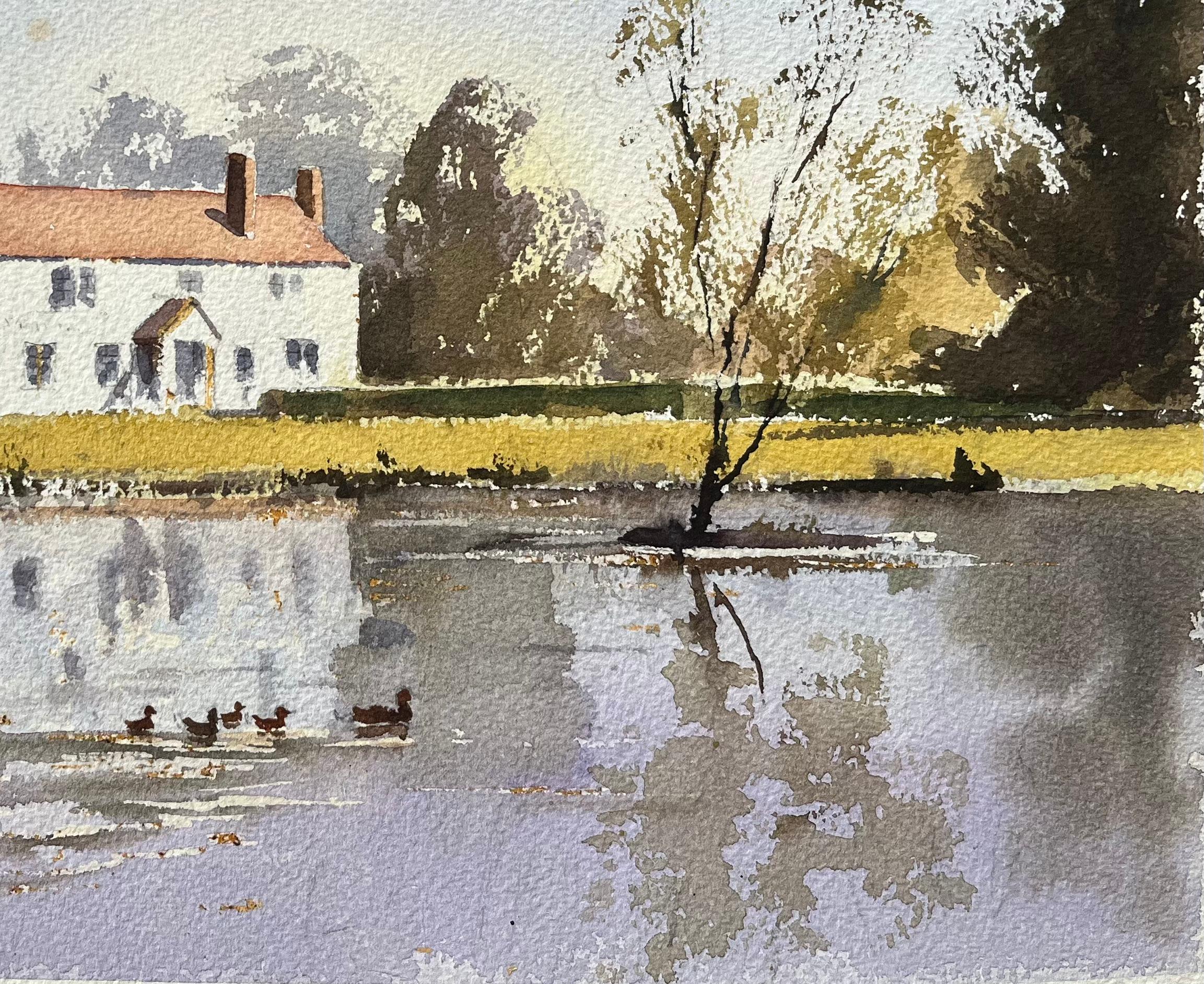 Britisches Aquarell eines Flussufers mit Enten, Britisch im Angebot 1