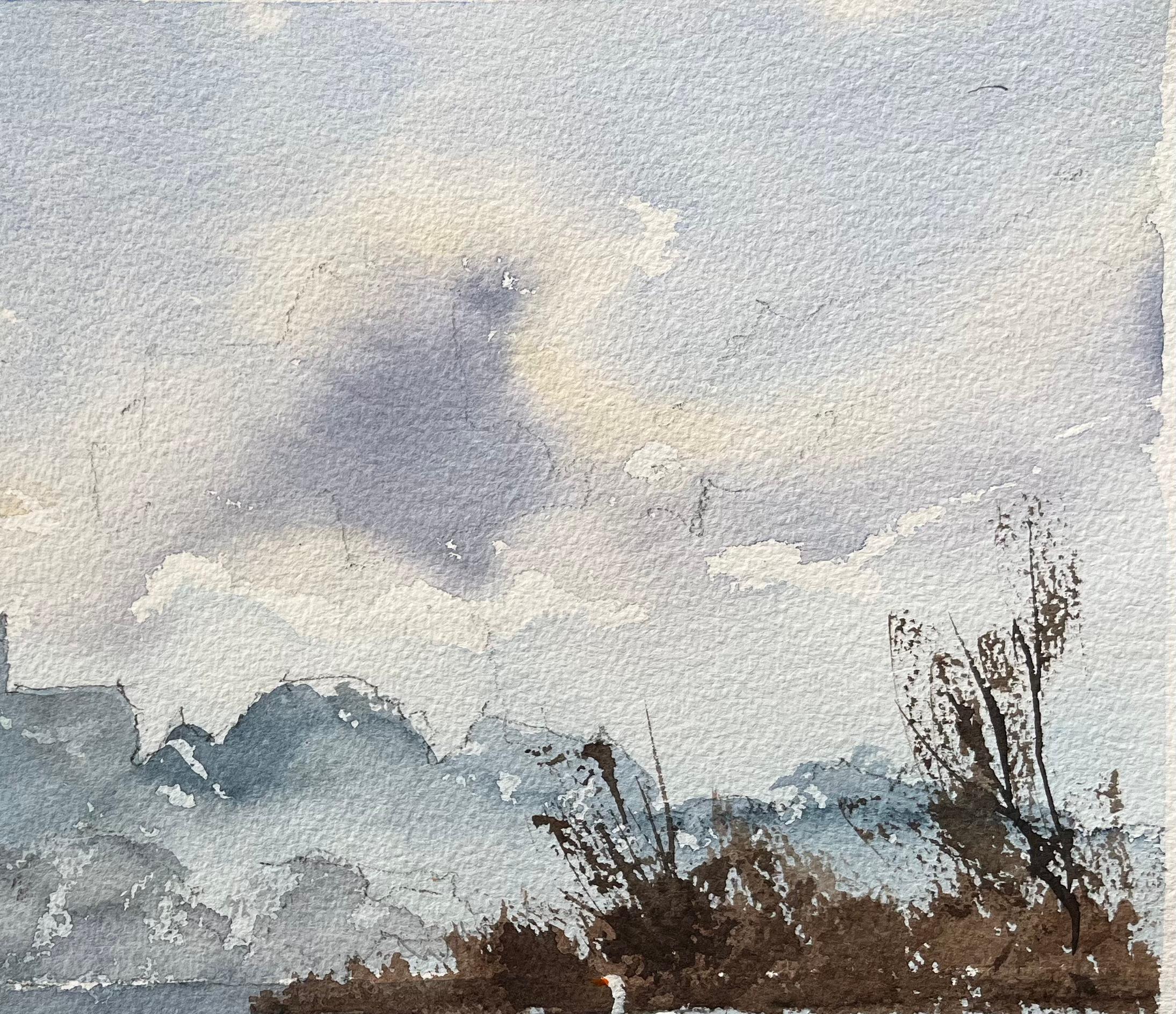 Title: British Watercolor of a Riverside Silhouette with Reflections and a Swan
By Anthony Avery (British 1946-2023)
Original watercolor on artists paper, unframed
Dimensions: 11.25 x 15 inches (Height x Width)
Condition: Good, with some minor signs