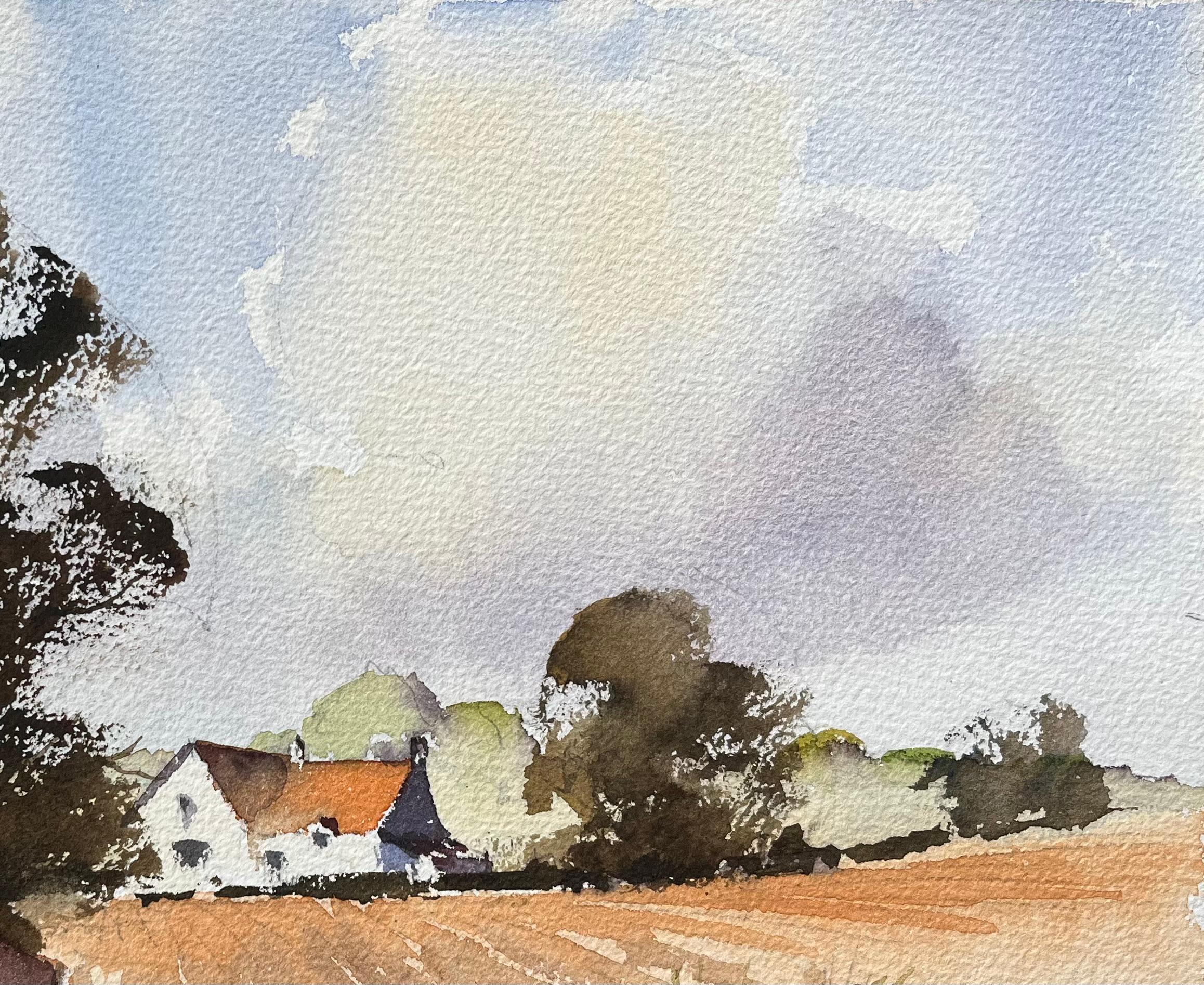 Britisches Aquarell einer rustikalen Brücke mit Schwanen auf einem Kalbs Fluss, Britisch im Angebot 1