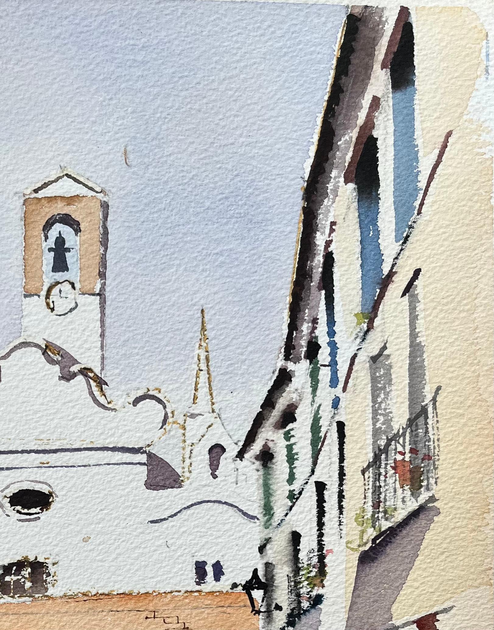 Titre : Aquarelle britannique d'une scène de village espagnol avec église et arcade
Par Anthony Avery (britannique 1946-2023)
Aquarelle originale sur papier d'artiste, non encadrée
Dimensions : 15.25 x 11.25 pouces (Hauteur x Largeur)
Condit : Bon,