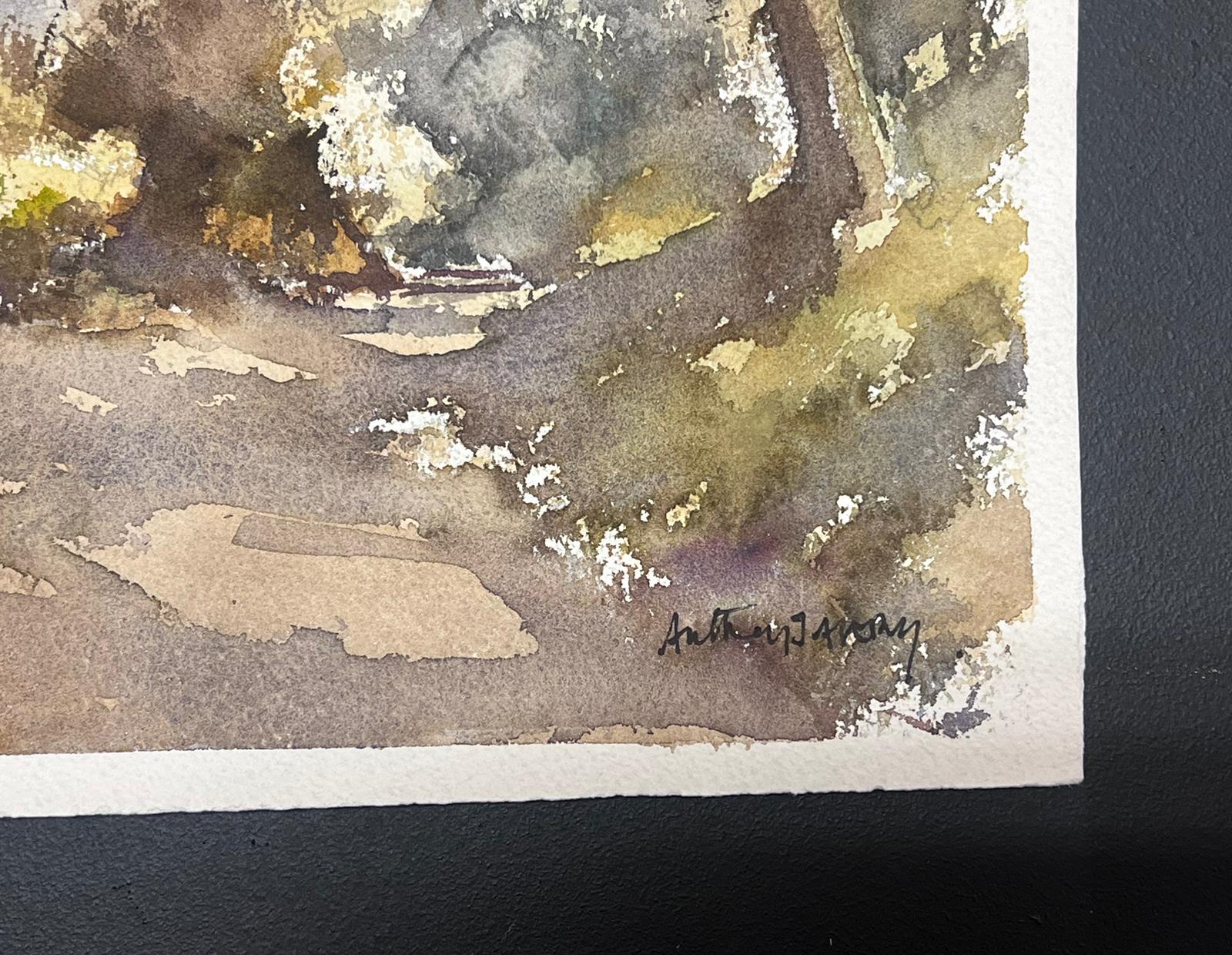 Fine British Original Impressionist Aquarell Brown Sandy Landweg (Impressionismus), Painting, von Anthony Avery
