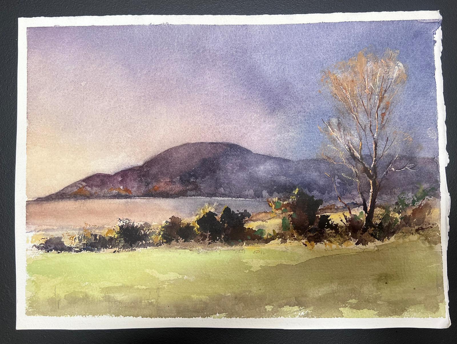 Feiner britischer original impressionistischer Aquarell- Küstenabschnitt mit Coastal Estuary – Painting von Anthony Avery